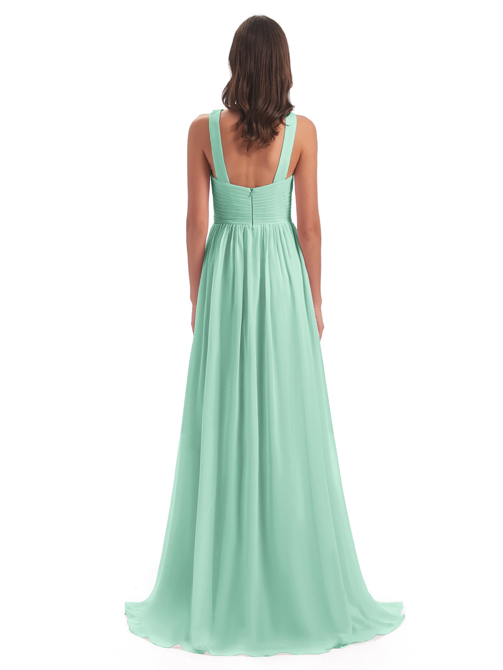 Desiree A-line Sweep Train Chiffon Long Bridesmaid Dresses