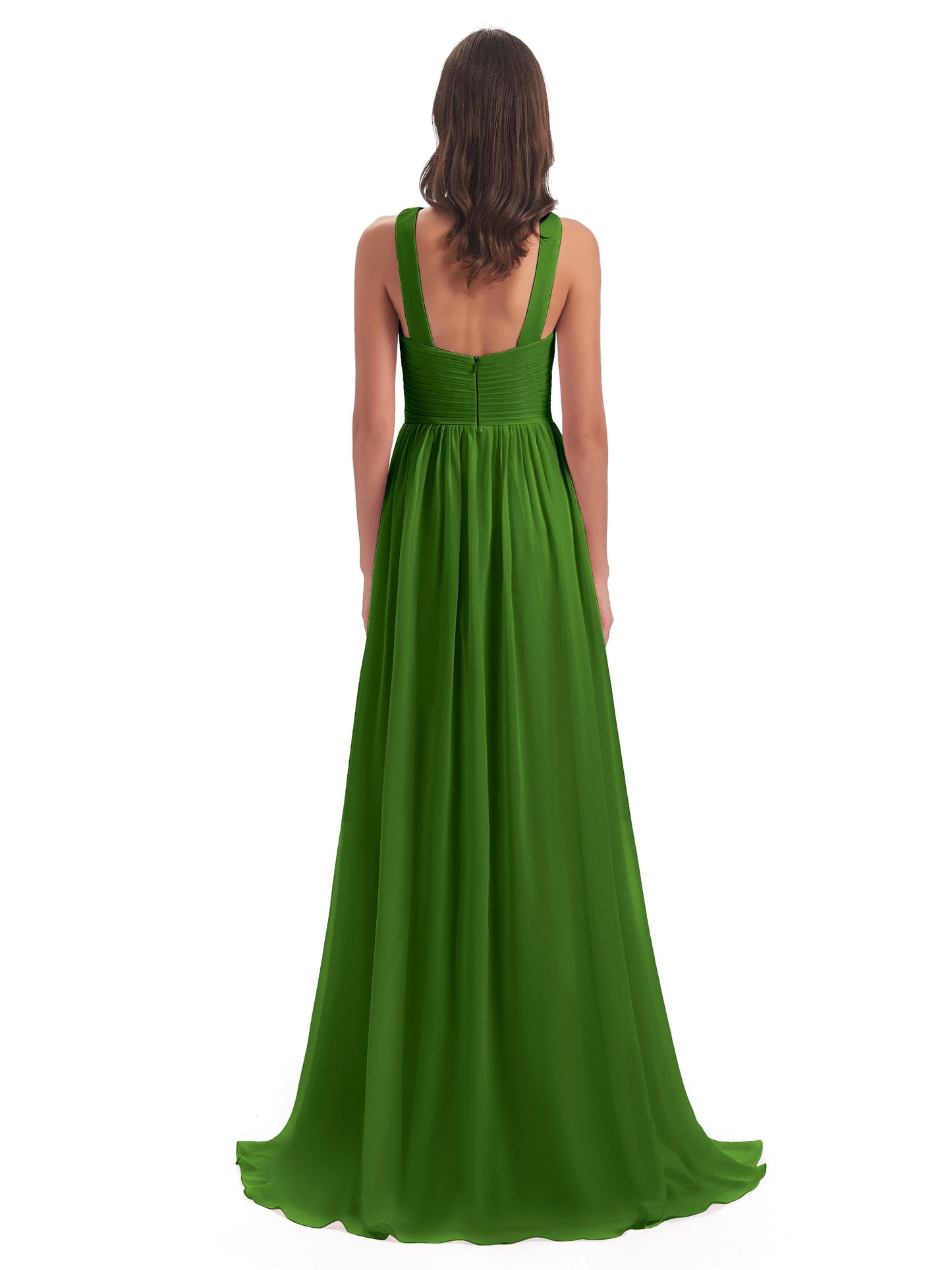 Desiree A-line Sweep Train Chiffon Long Bridesmaid Dresses