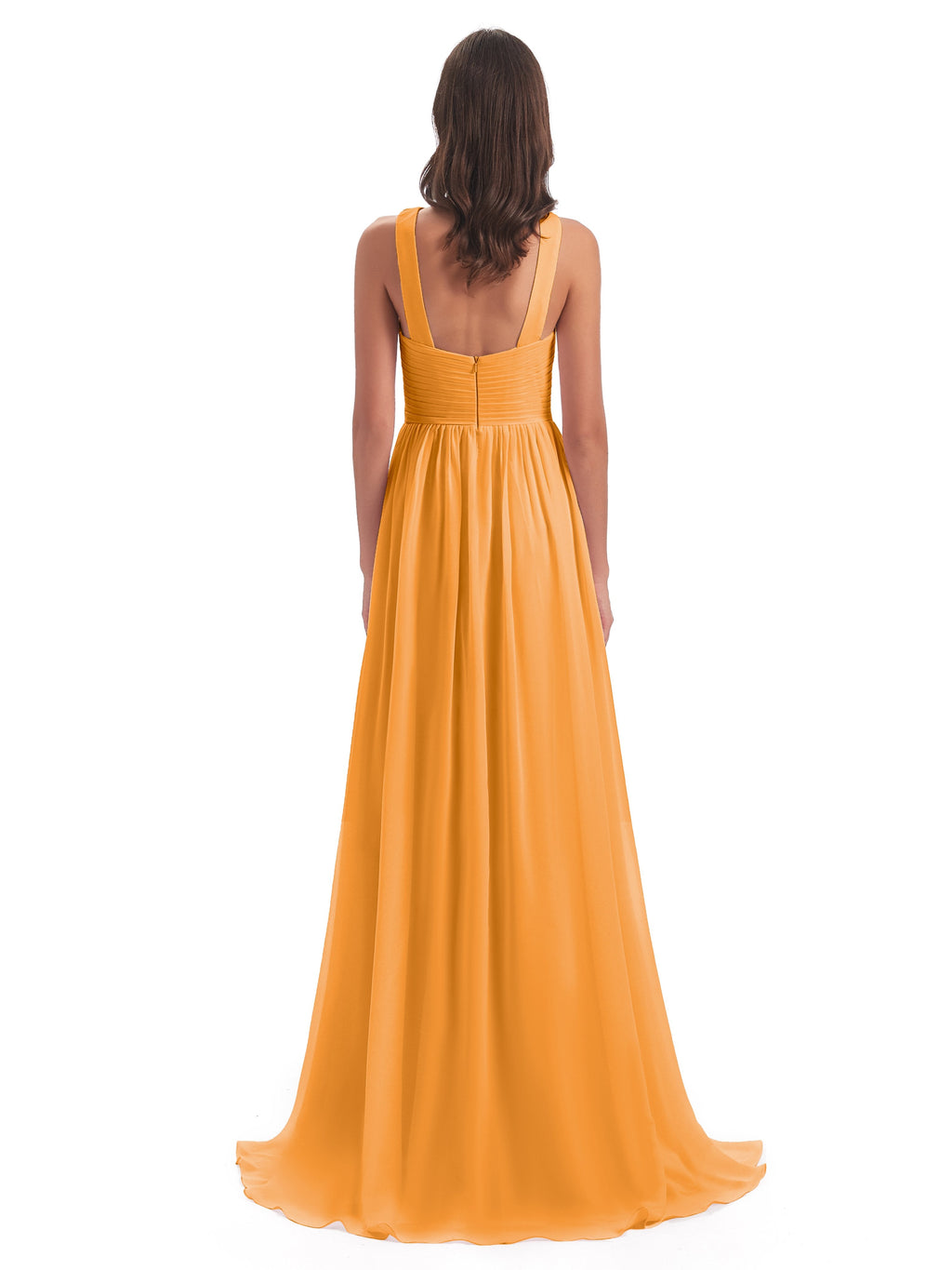 Desiree A-line Sweep Train Chiffon Long Bridesmaid Dresses
