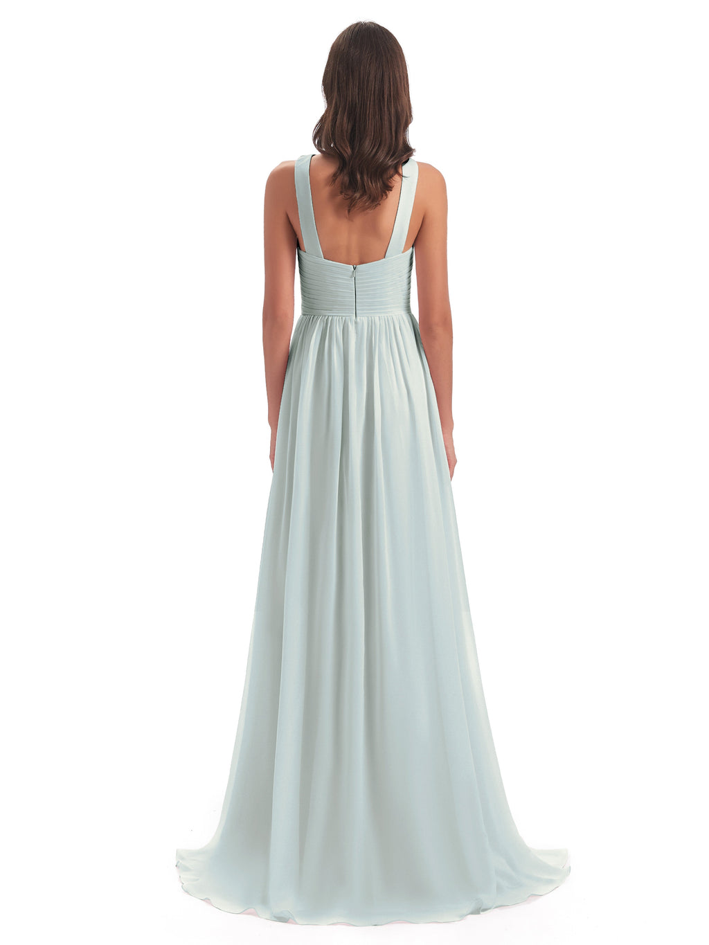 Desiree A-line Sweep Train Chiffon Long Bridesmaid Dresses