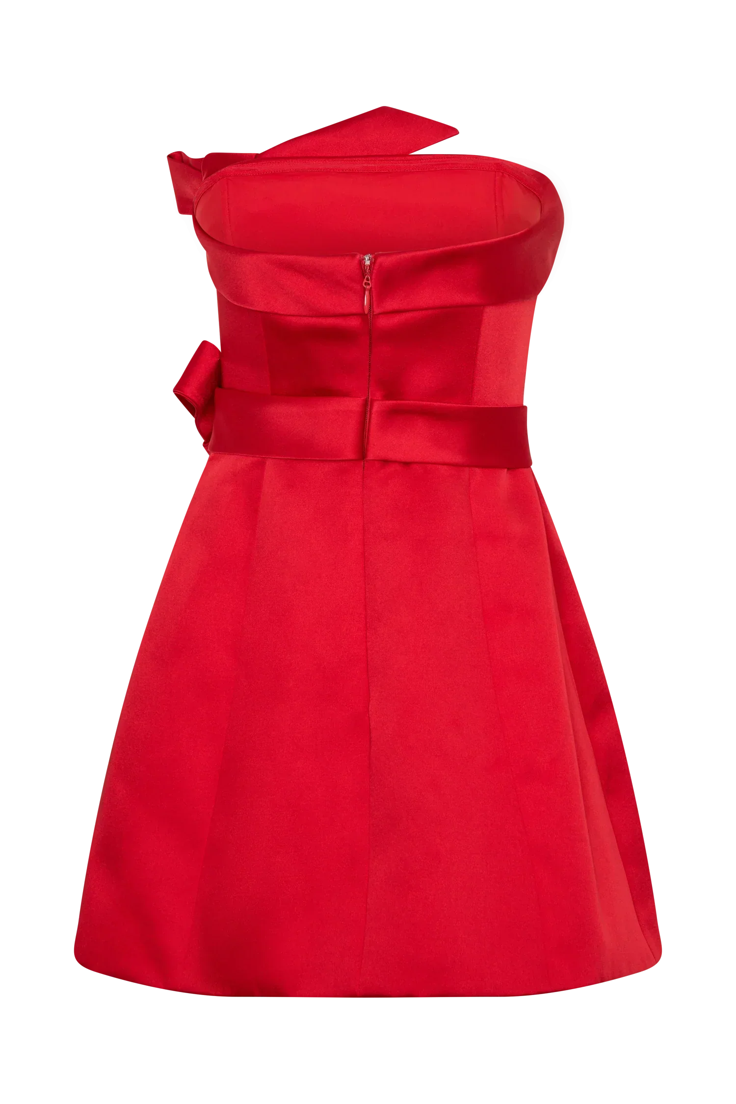 Tatiana Satin Strapless Bow Mini Dress - Red