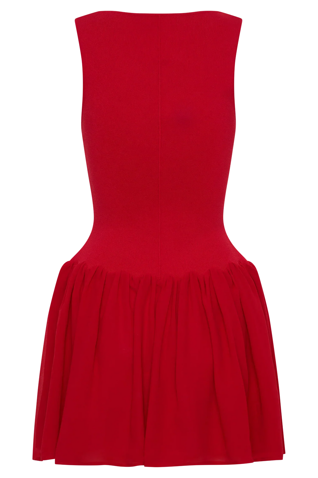 Ashleigh Knit And Chiffon Mini Dress - Red
