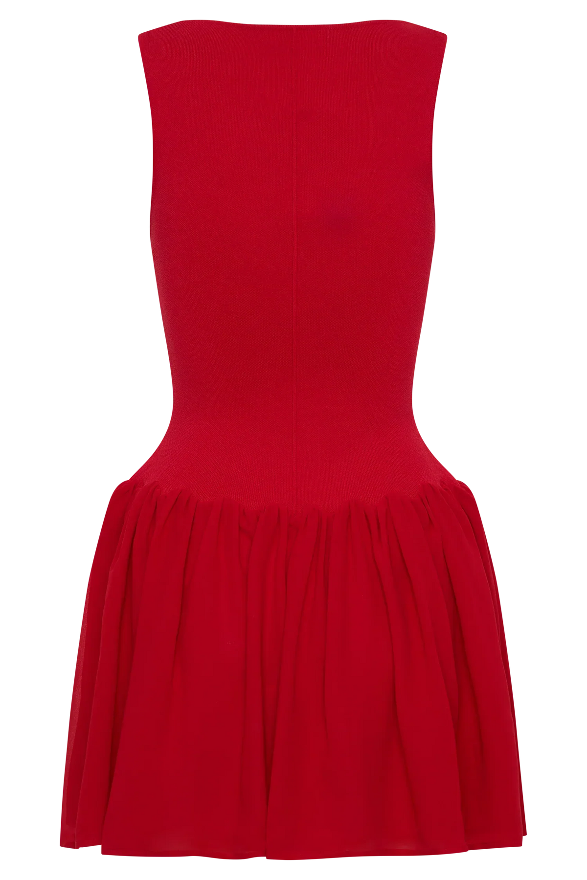 Ashleigh Knit And Chiffon Mini Dress - Red
