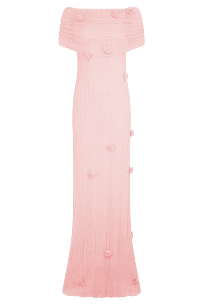 Brynn Orchid Knit Maxi Dress - Pastel Pink