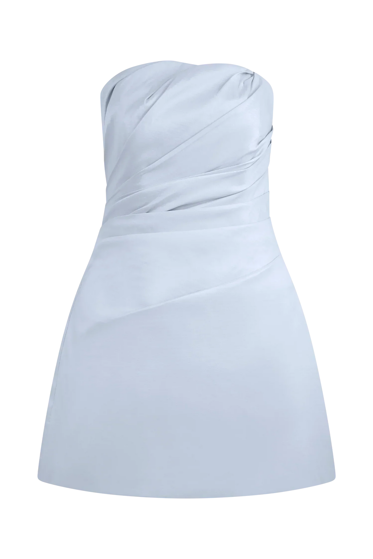 Leslie Gathered Taffeta Mini Dress - Frosted Blue