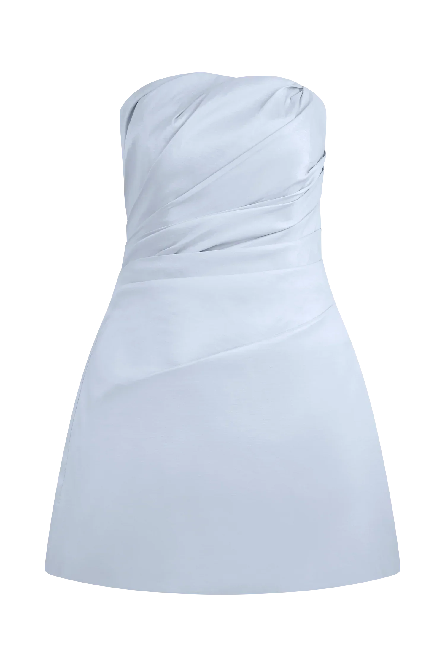 Leslie Gathered Taffeta Mini Dress - Frosted Blue