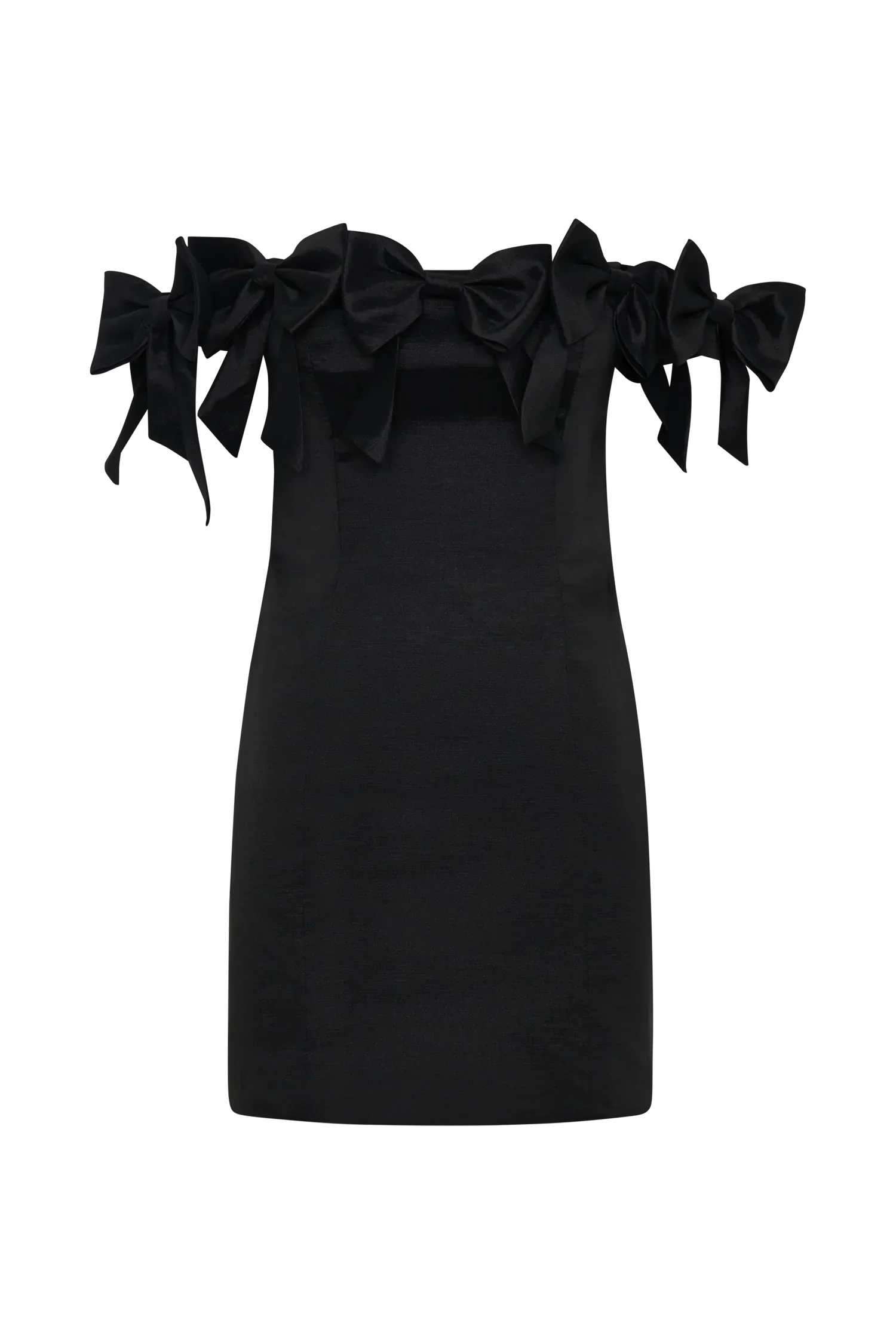Rose Strapless Bow Mini Dress - Black
