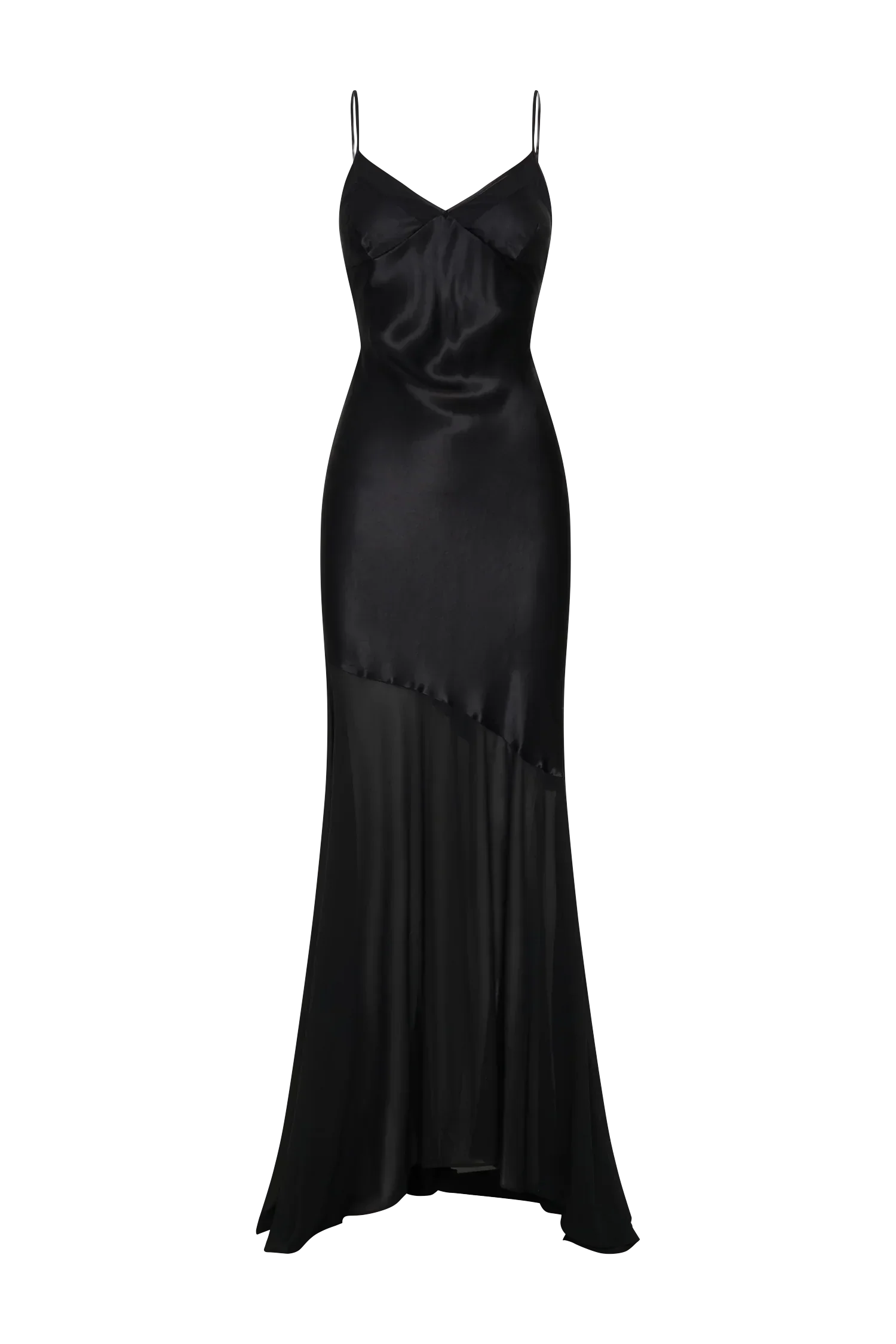 Evelyn Iridescent Satin Maxi Dress - Black