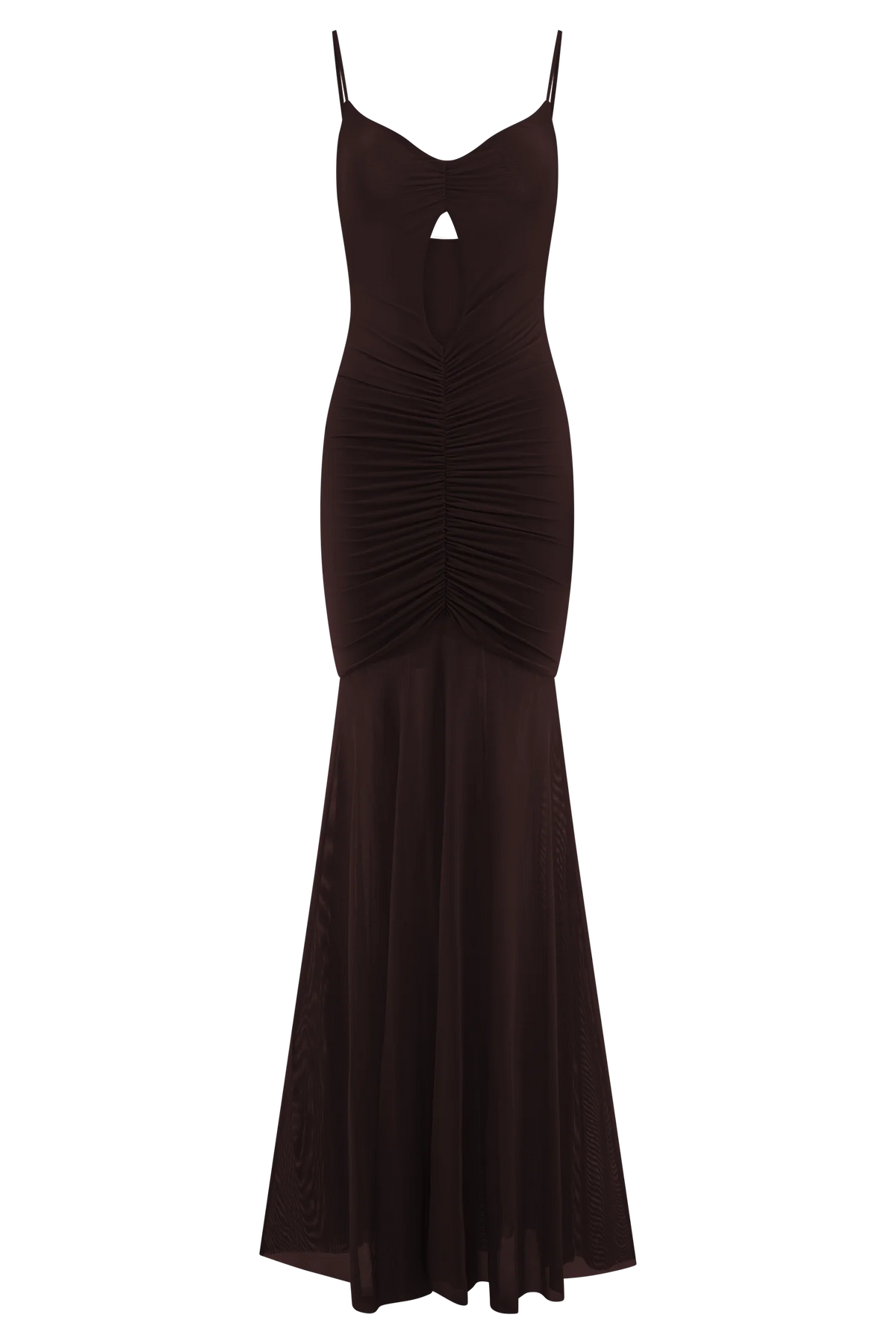 Delaney Slinky And Mesh Maxi Dress - Chocolate