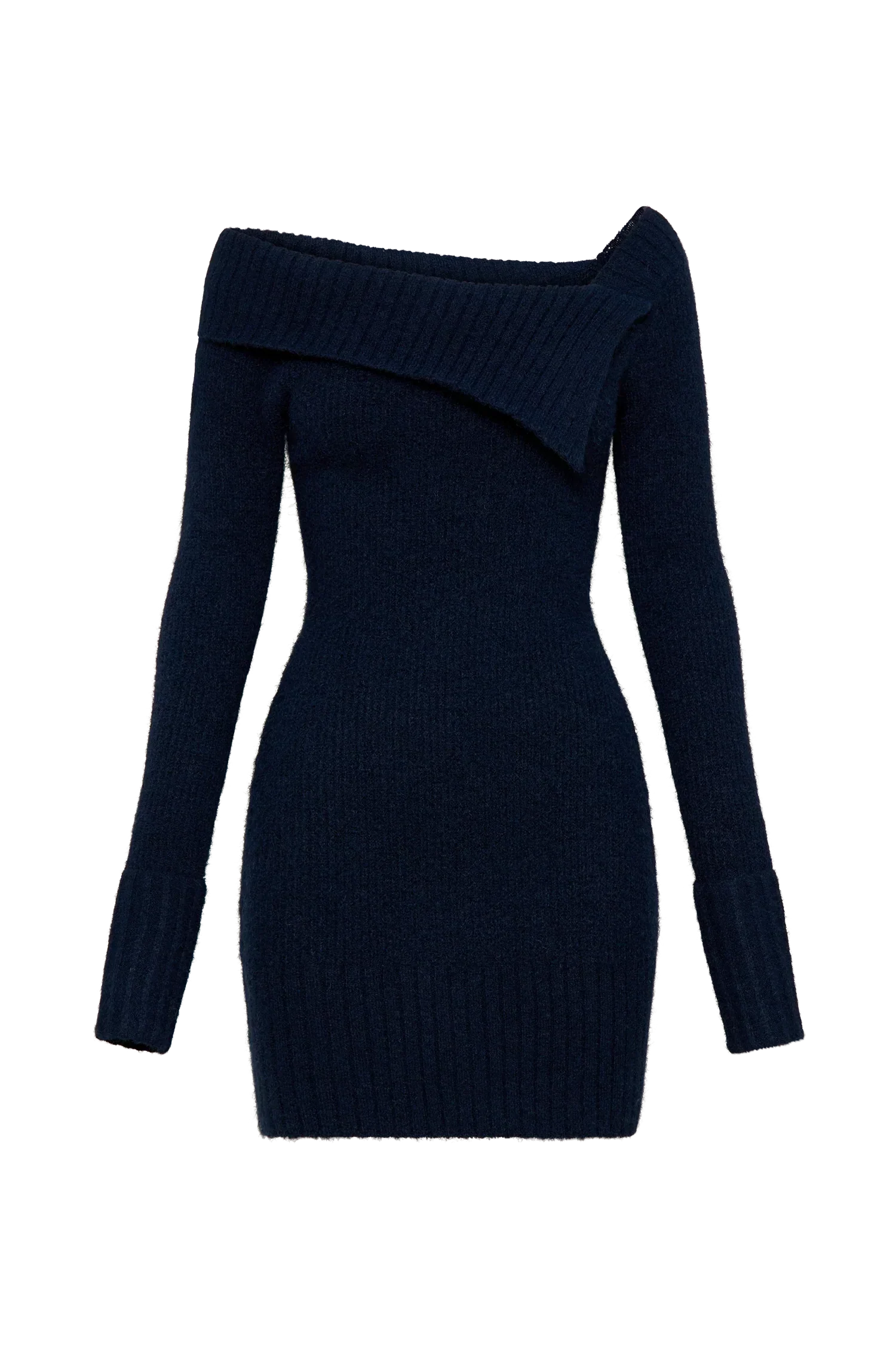 Stephanie Asymmetric Knit Mini Dress - Dark Navy