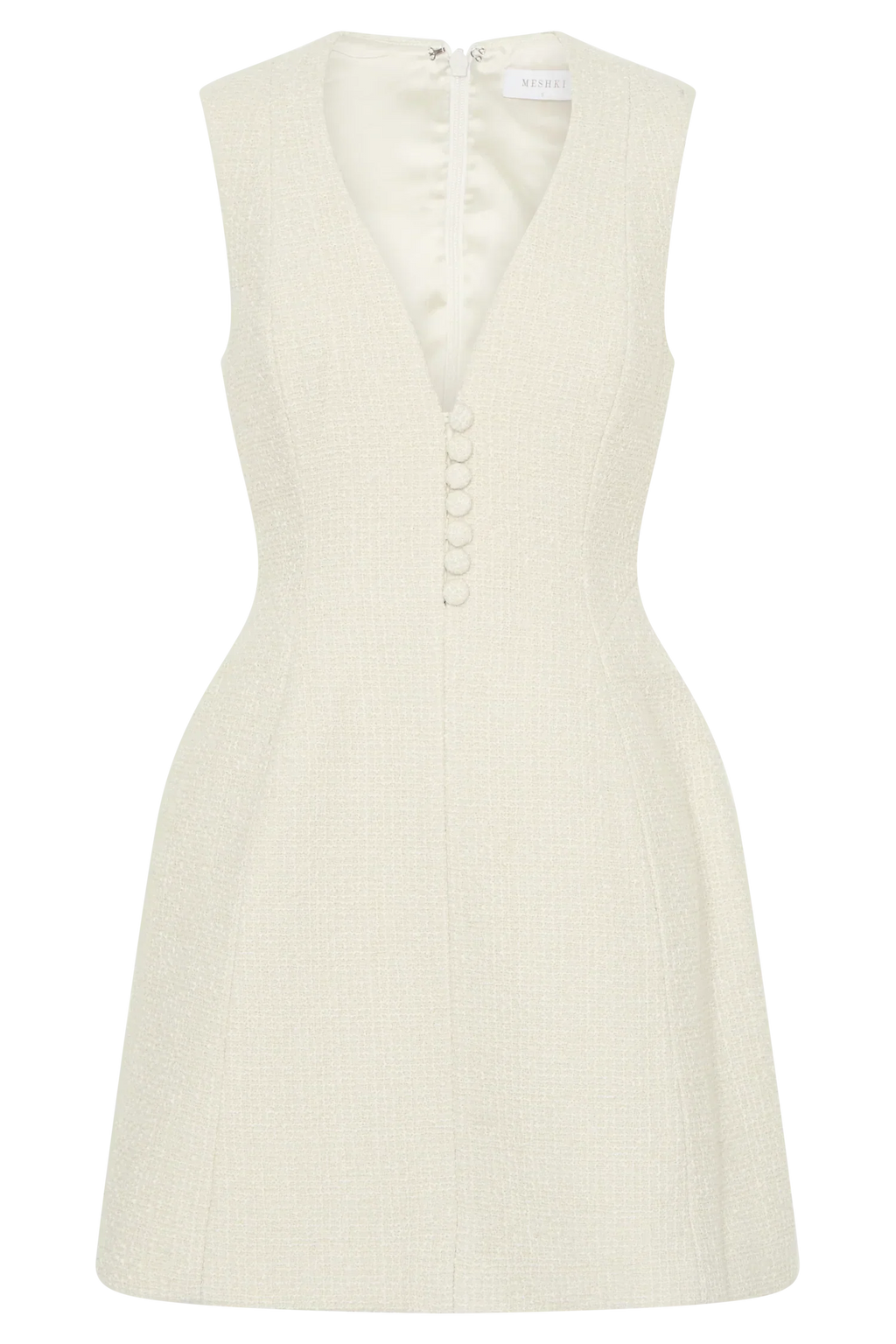 Danna Boucle Mini Dress With Pleats - White