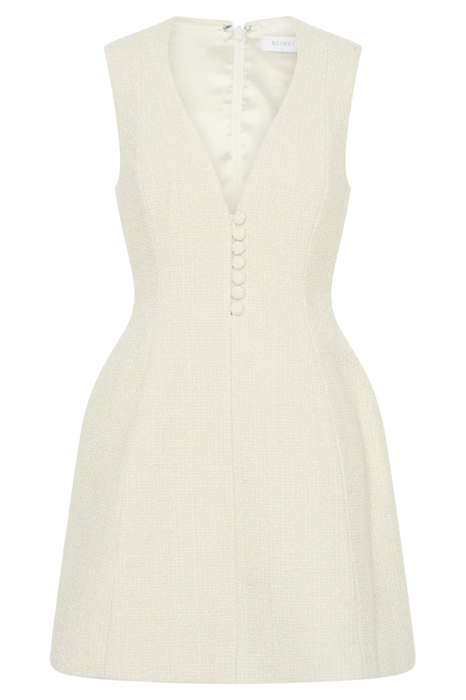 Danna Boucle Mini Dress With Pleats - White