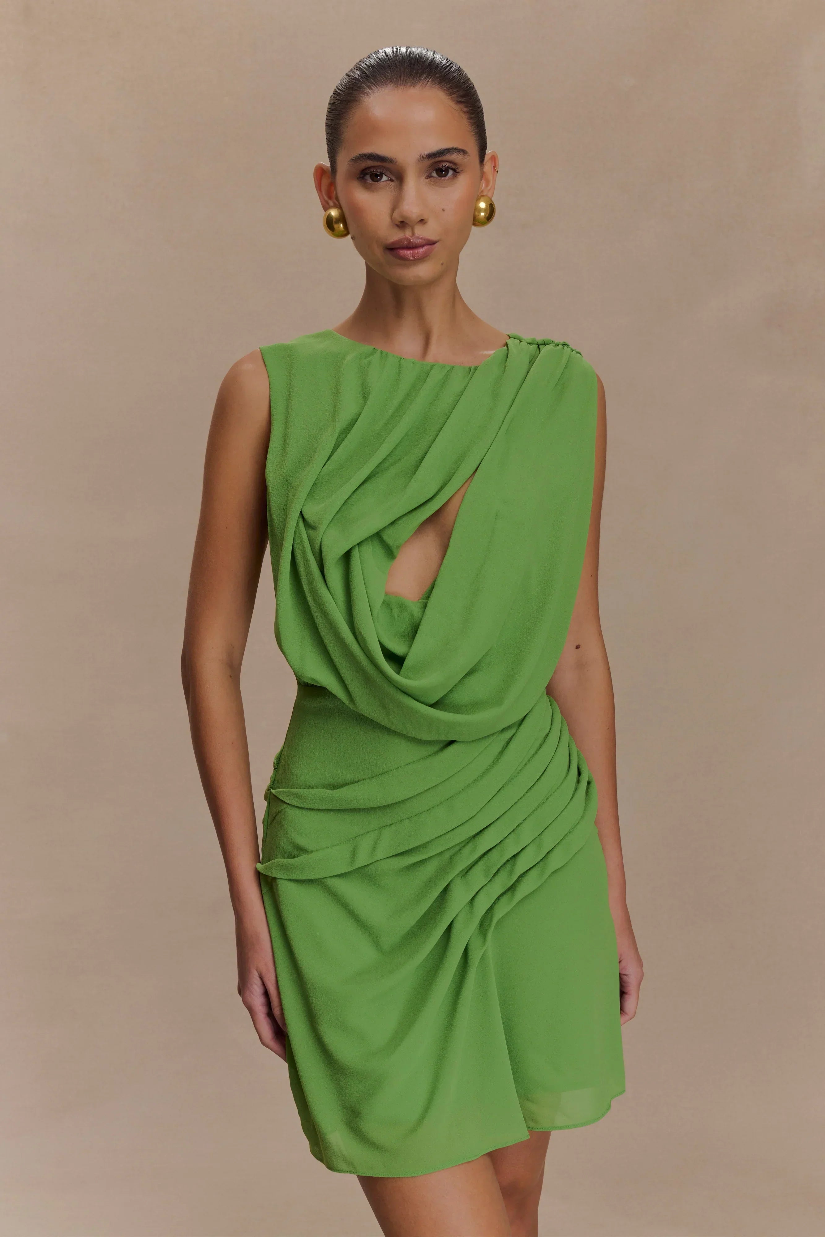 Oria Chiffon Mini Dress - Green