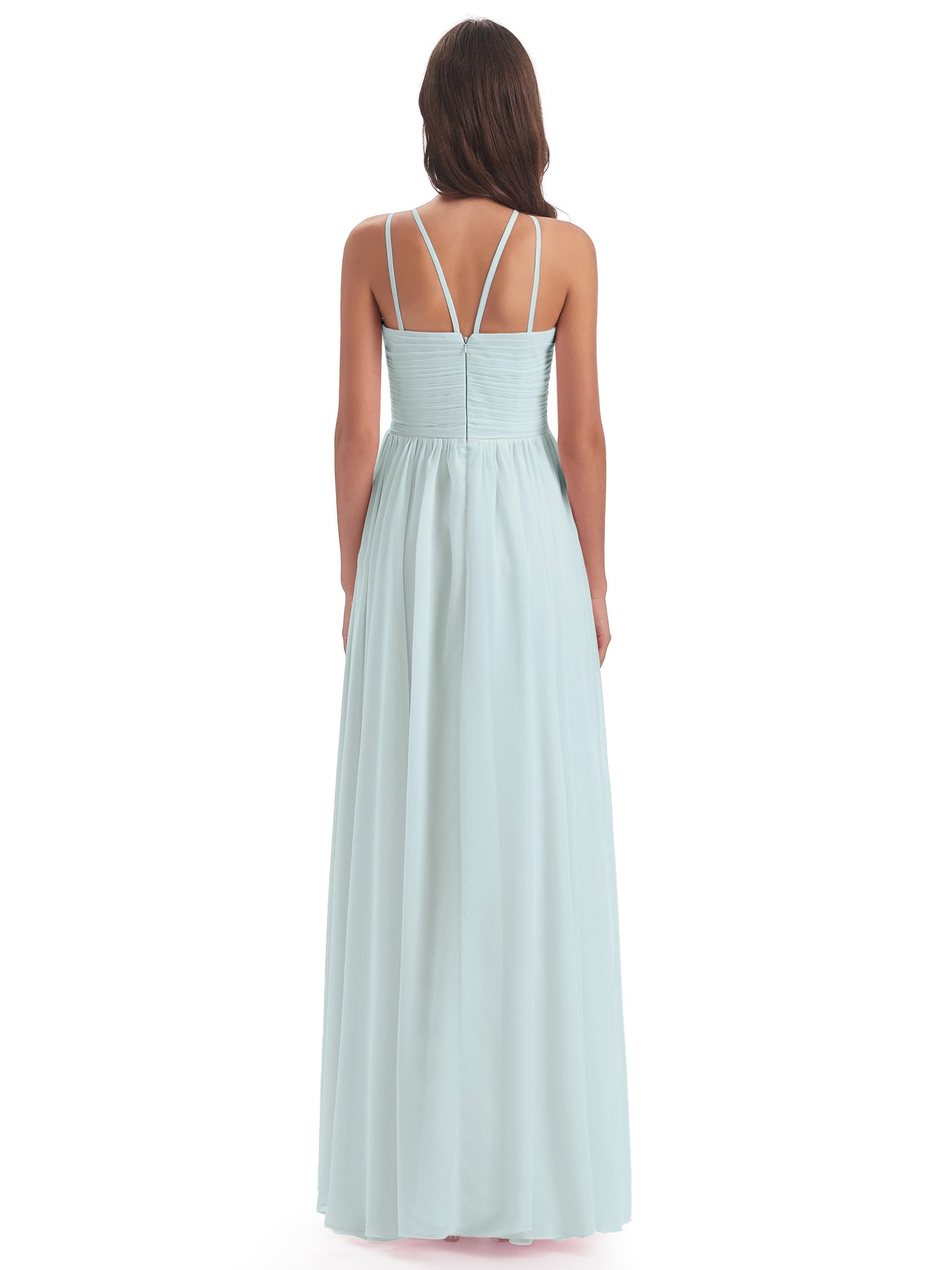 Ellianna Halter Open Back Chiffon Long Bridesmaid Dresses