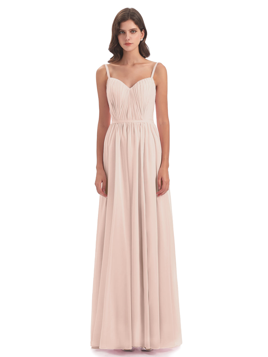 Kiana Spaghetti Straps Open Back Split Chiffon Long Bridesmaid Dresses