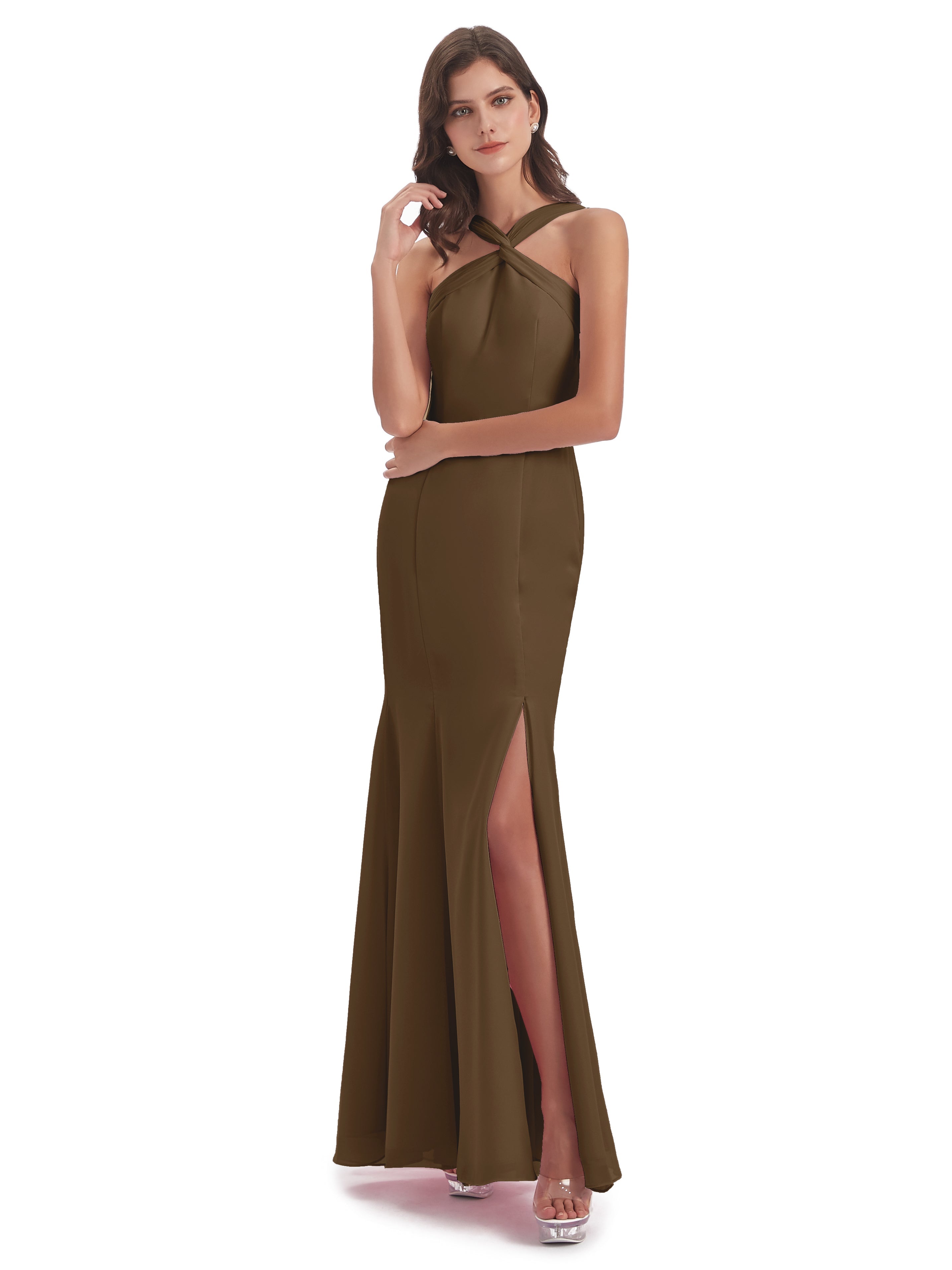 Aubrey Hourglass Halter Chiffon Bridesmaid Dresses