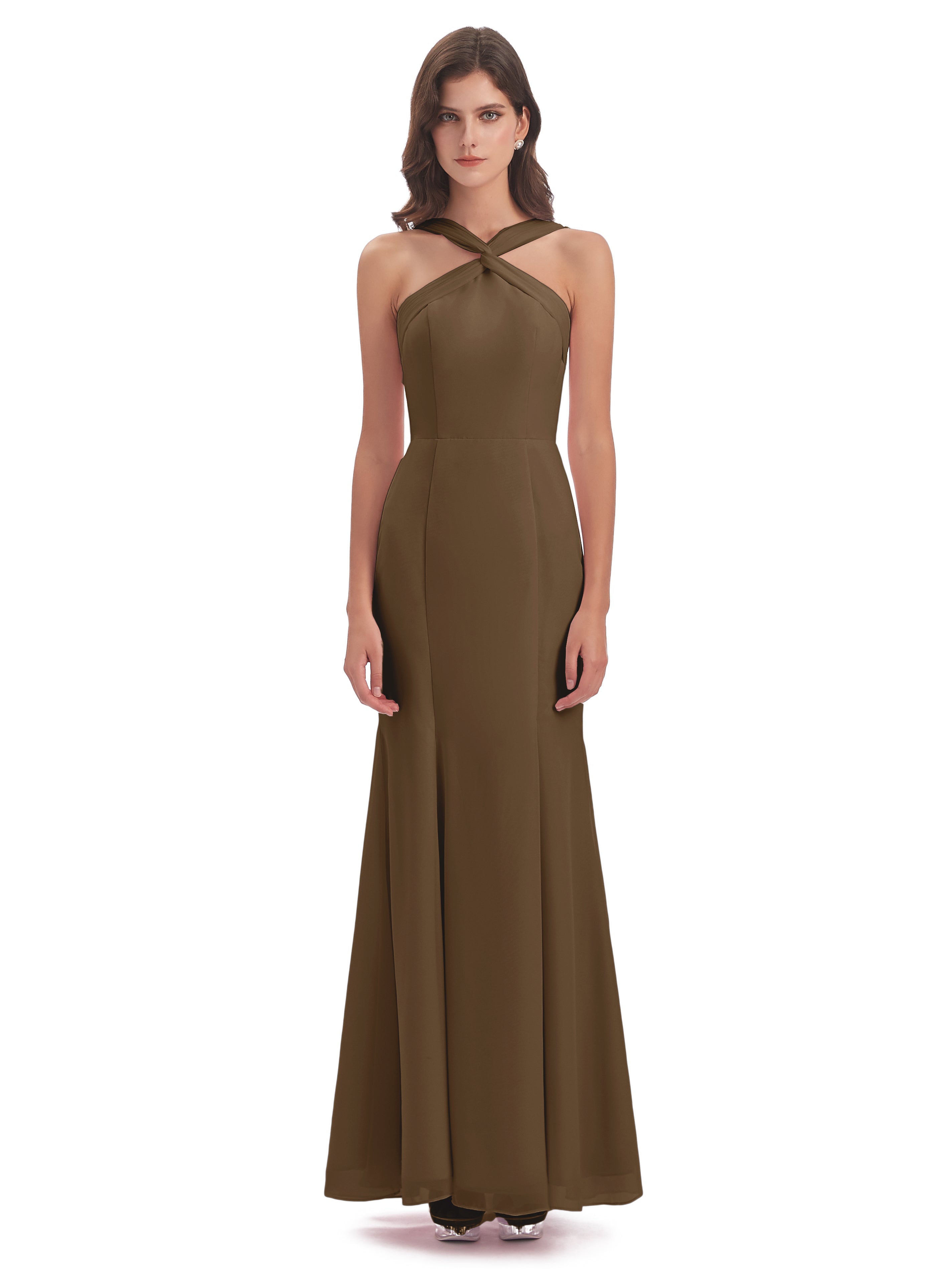 Aubrey Hourglass Halter Chiffon Bridesmaid Dresses