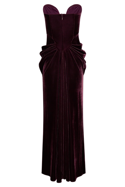 Paige Strapless Velvet Maxi Dress - Plum