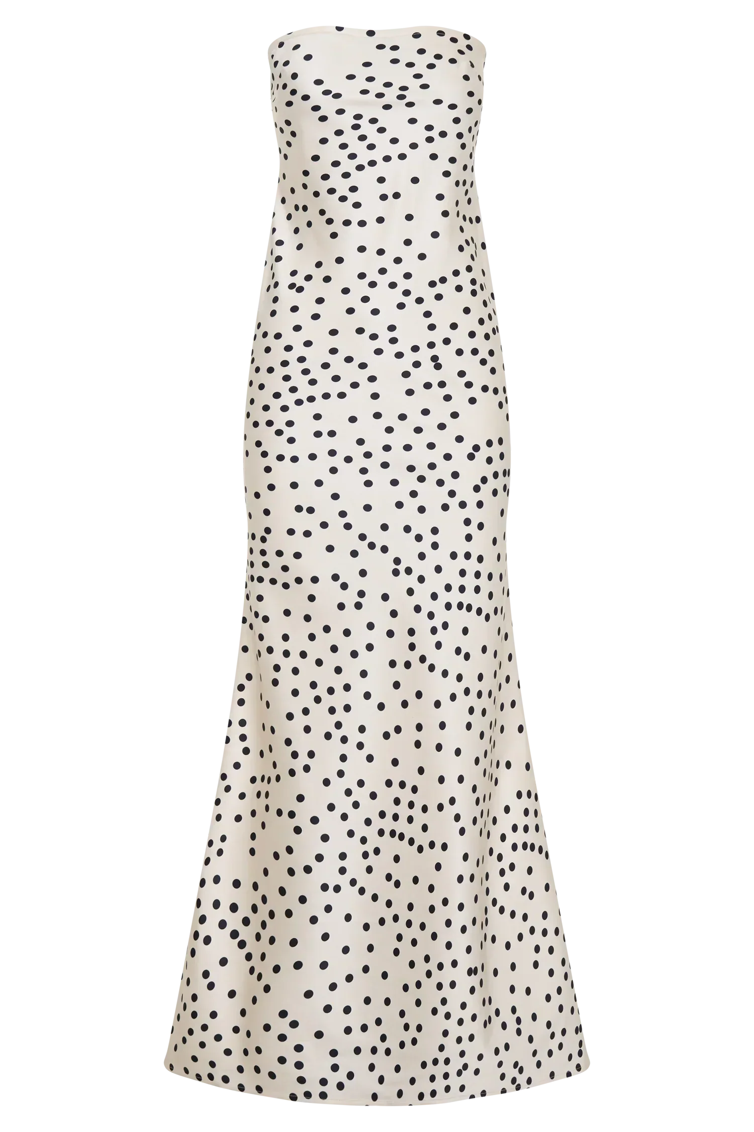 Claudette Strapless Satin Maxi Dress - Polka Dot Print