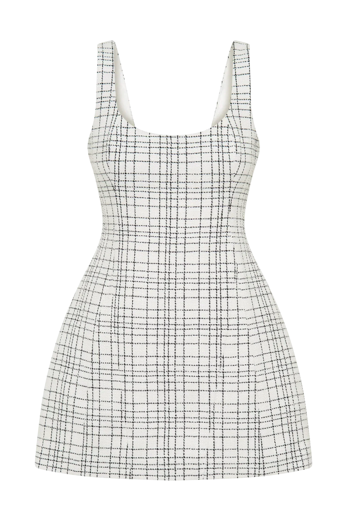 Beth Tweed Mini Dress - White Check