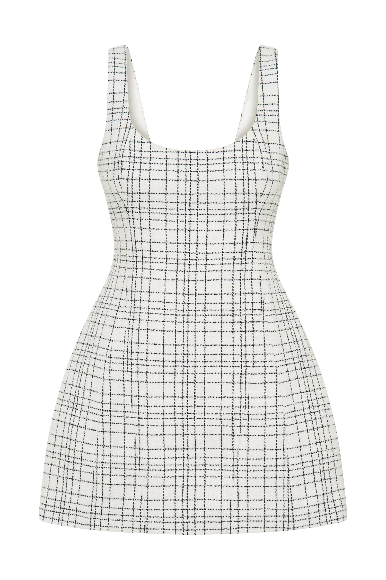 Beth Tweed Mini Dress - White Check