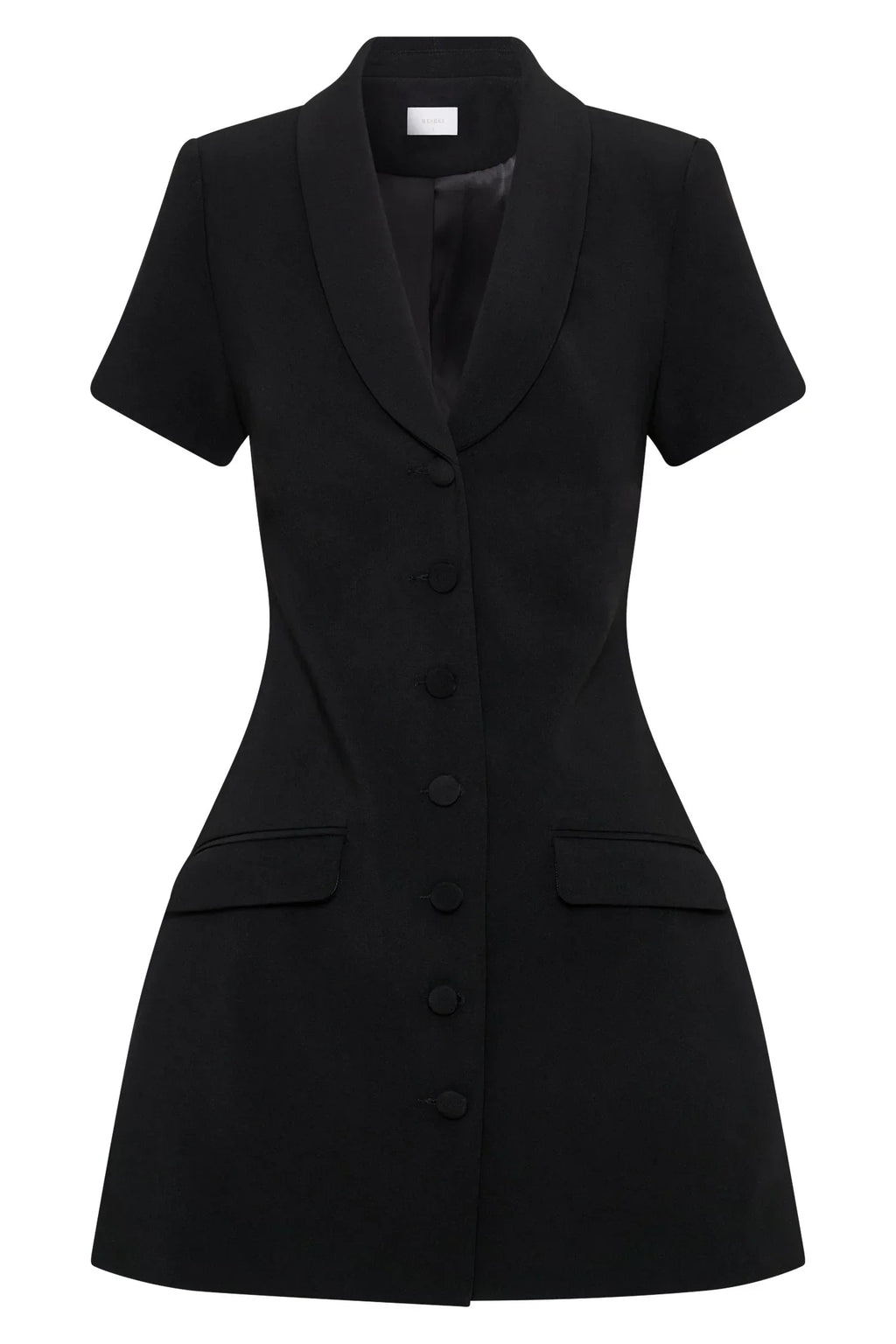 Paolina Collared Suiting Mini Dress - Black