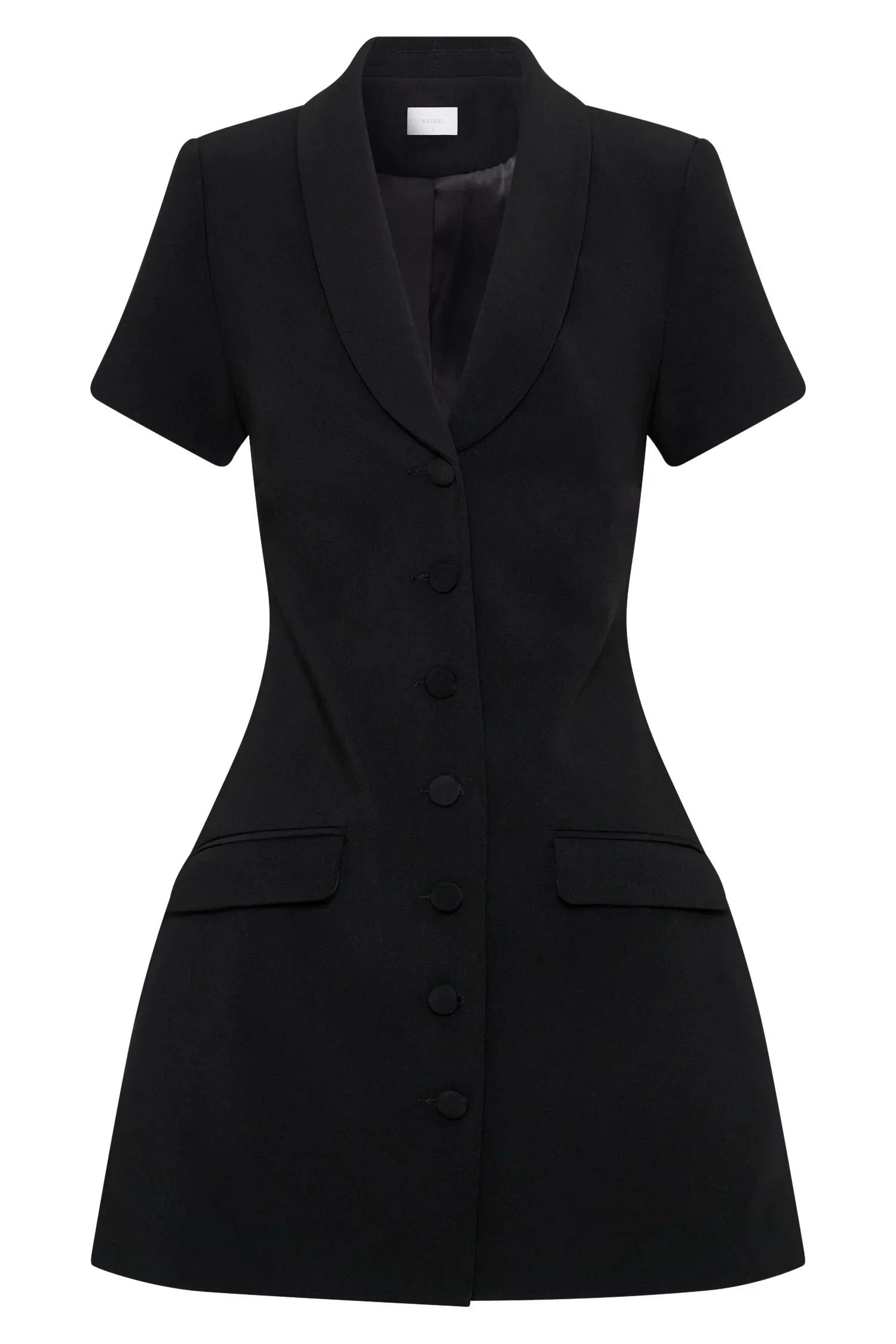 Paolina Collared Suiting Mini Dress - Black