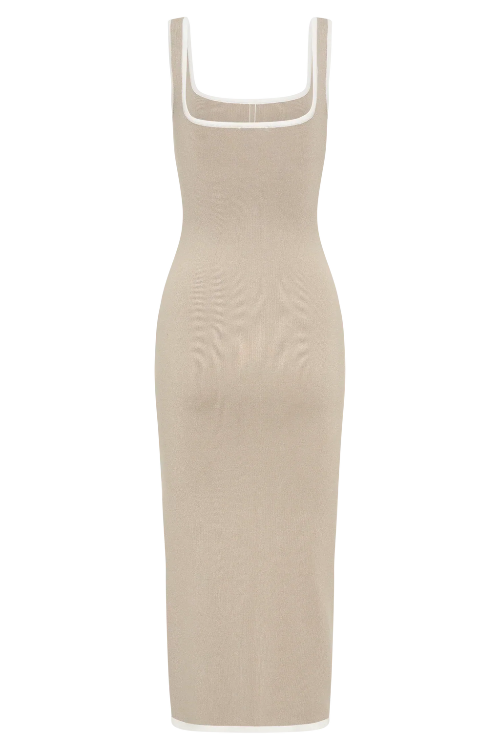 Eimear Contrast Knit Midi Dress - Taupe & Ivory