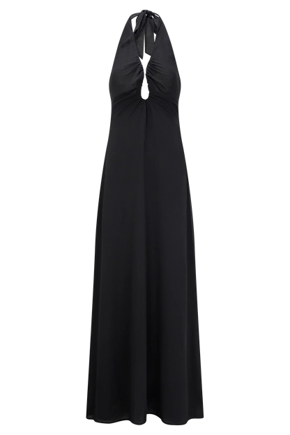 Malakhai Chiffon Halter Maxi Dress - Black