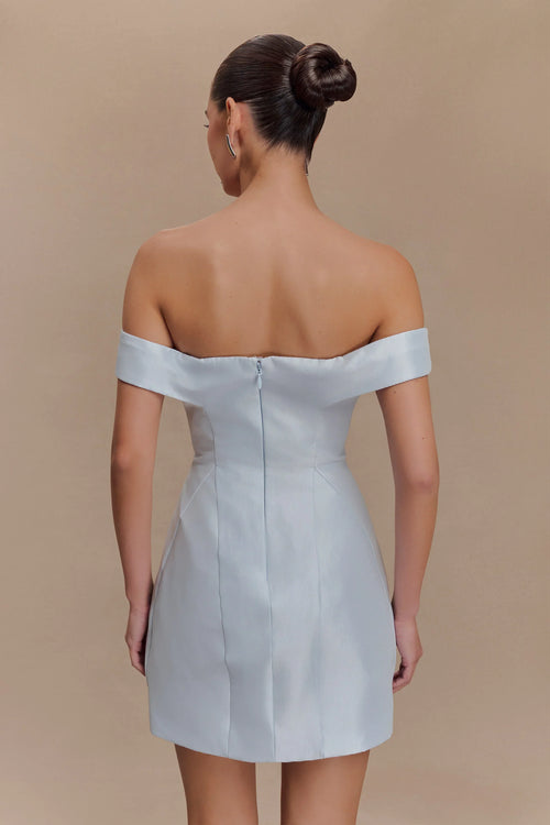 Diana Off Shoulders Mini Dress - Powder Baby Blue
