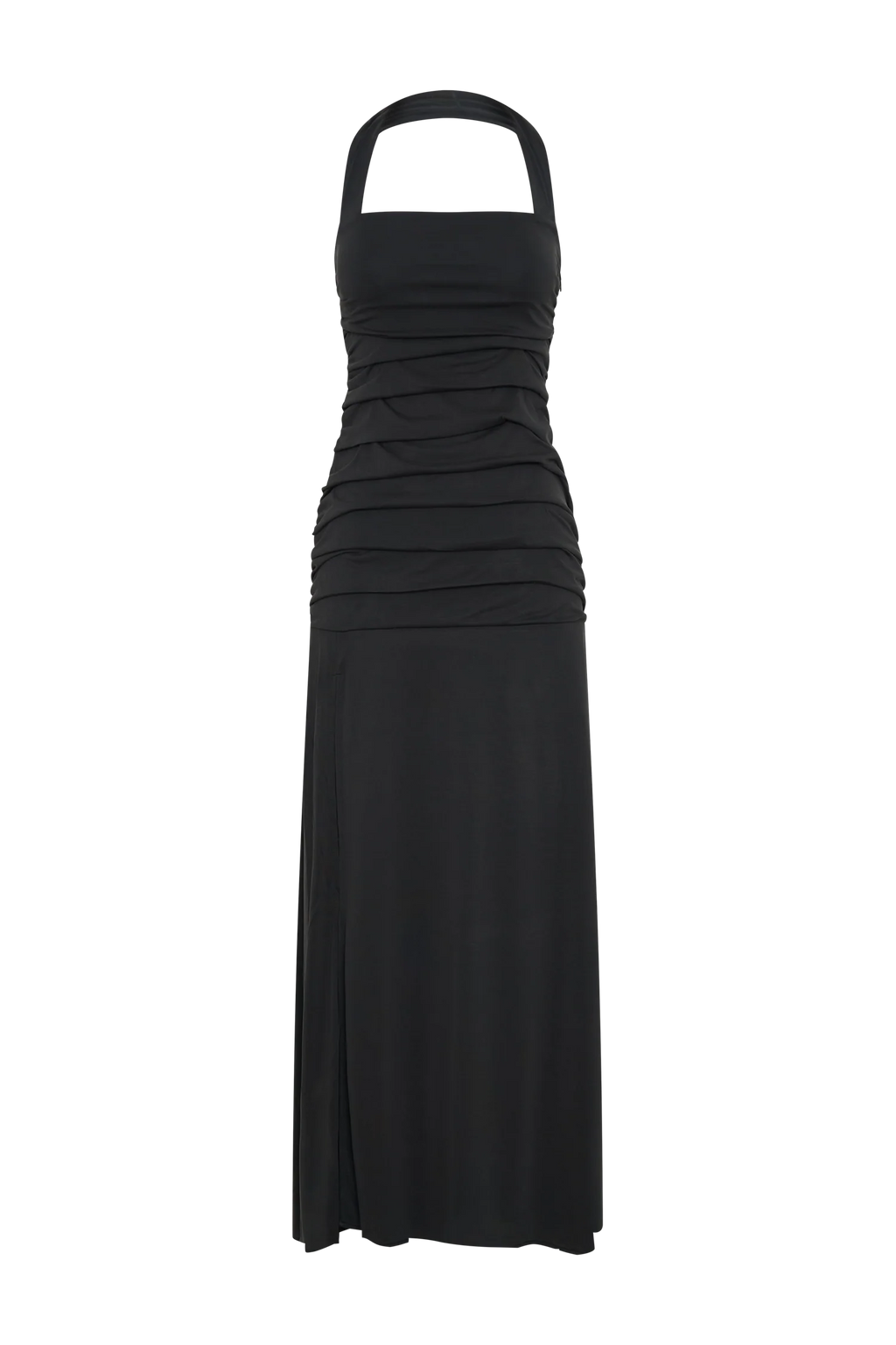 Bentley Peached Jersey Halter Maxi Dress - Black