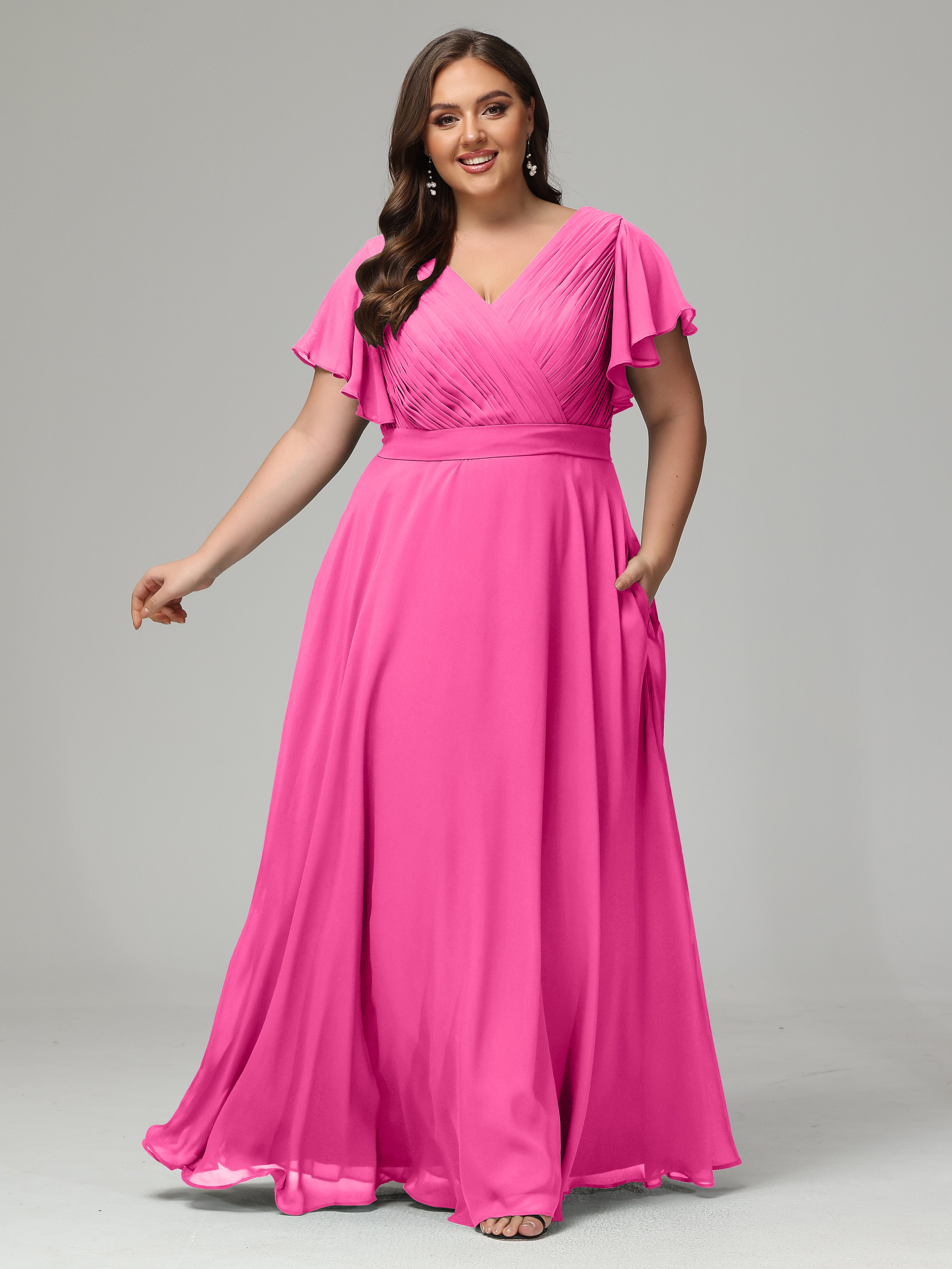 Elegant Plus Size Long Bridesmaid Dresses with Sleeves