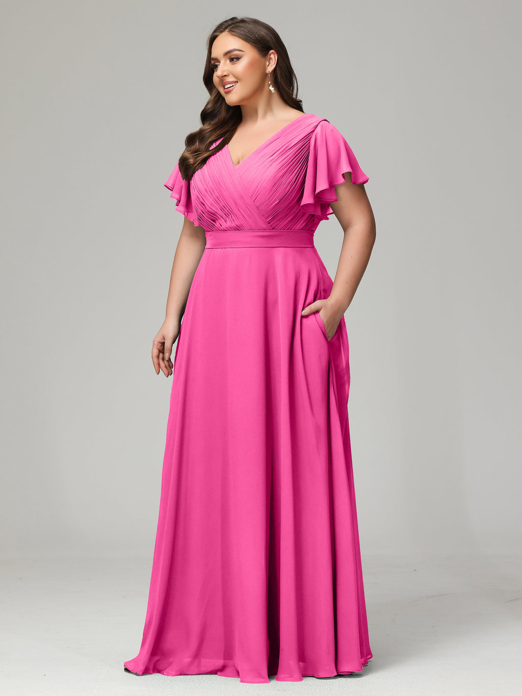 Elegant Plus Size Long Bridesmaid Dresses with Sleeves