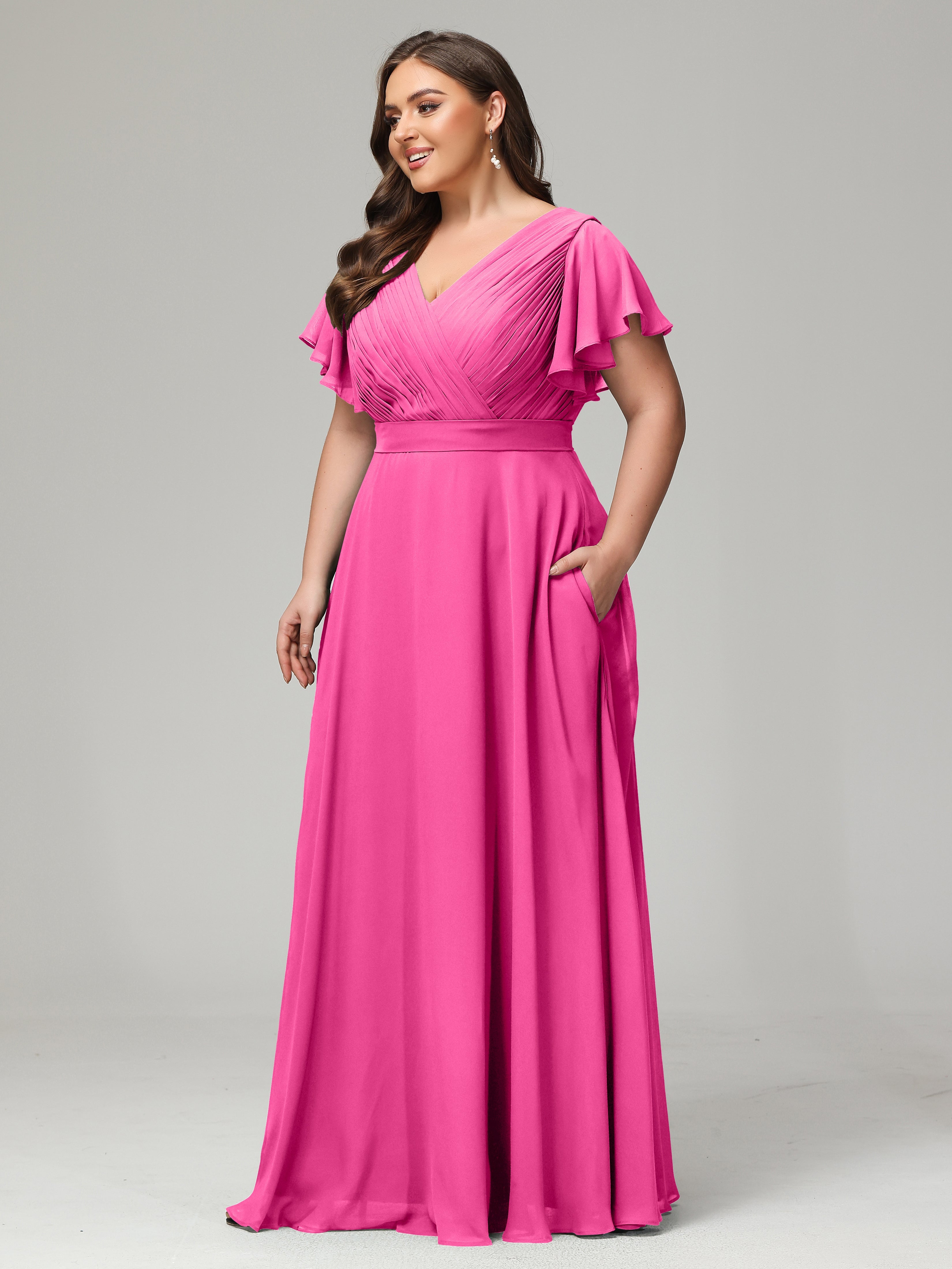 Elegant Plus Size Long Bridesmaid Dresses with Sleeves