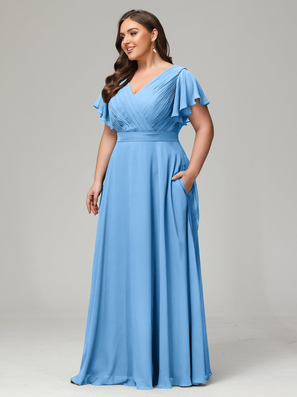 Elegant Plus Size Long Bridesmaid Dresses with Sleeves