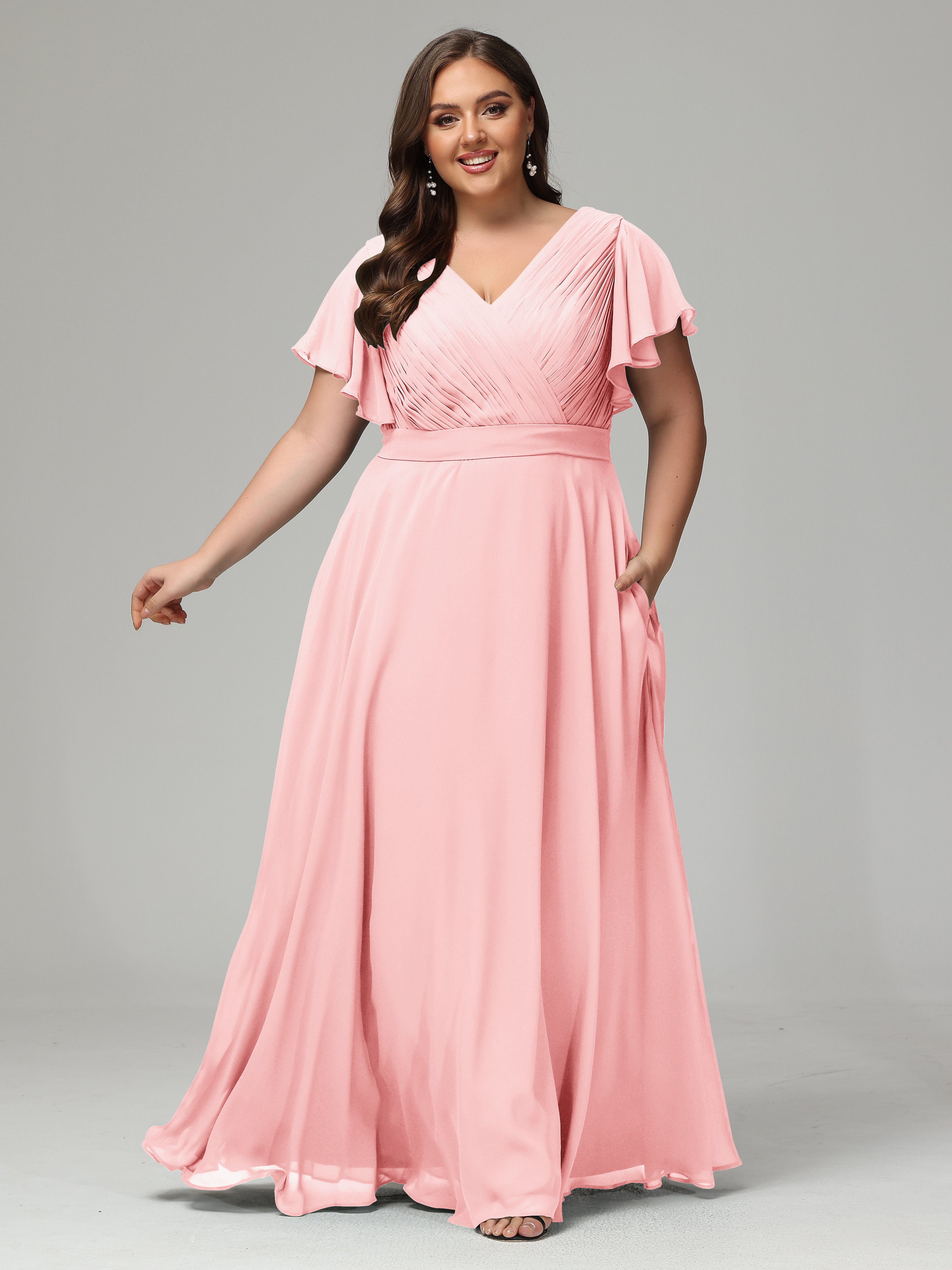 Elegant Plus Size Long Bridesmaid Dresses with Sleeves