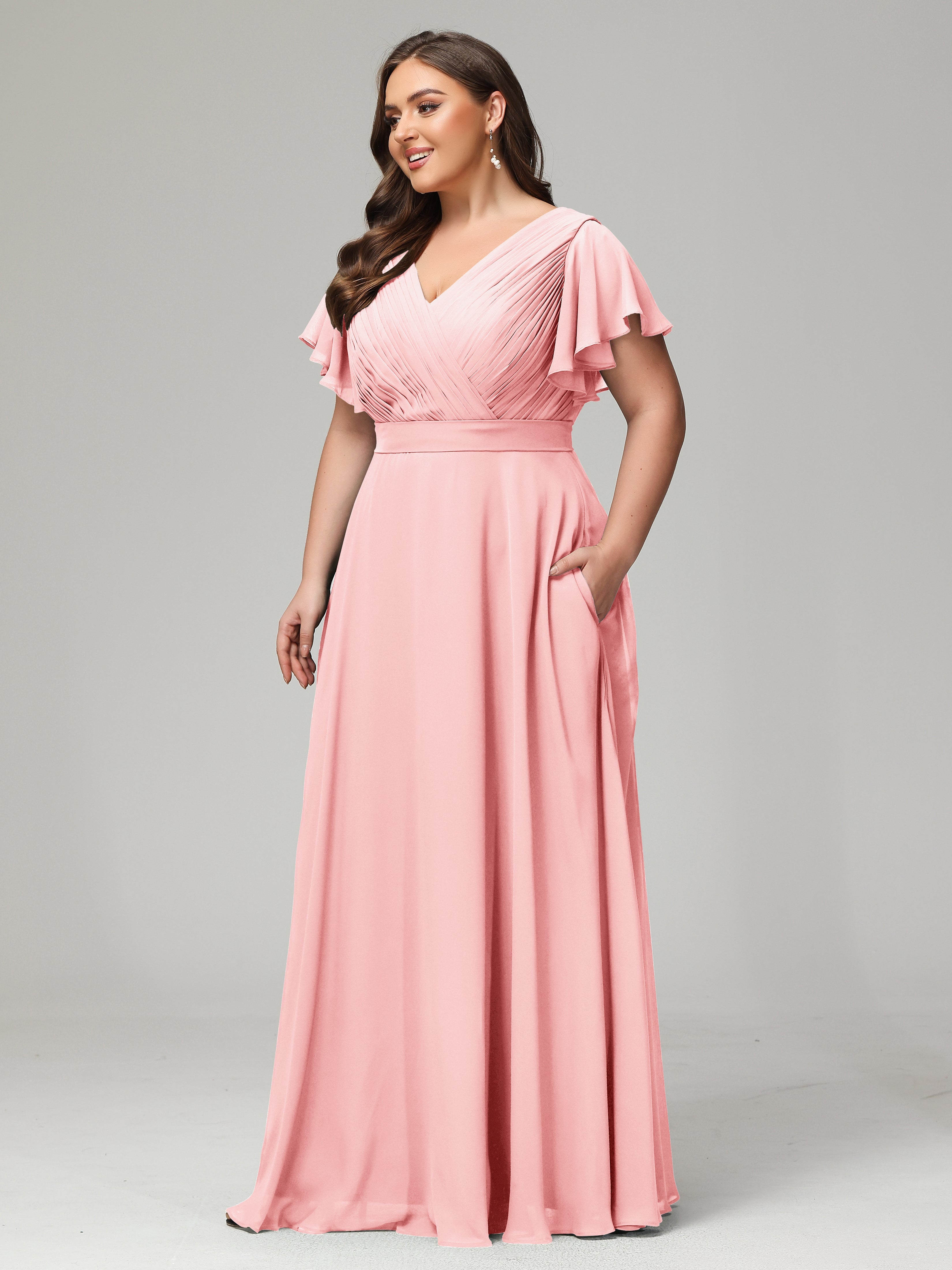 Elegant Plus Size Long Bridesmaid Dresses with Sleeves
