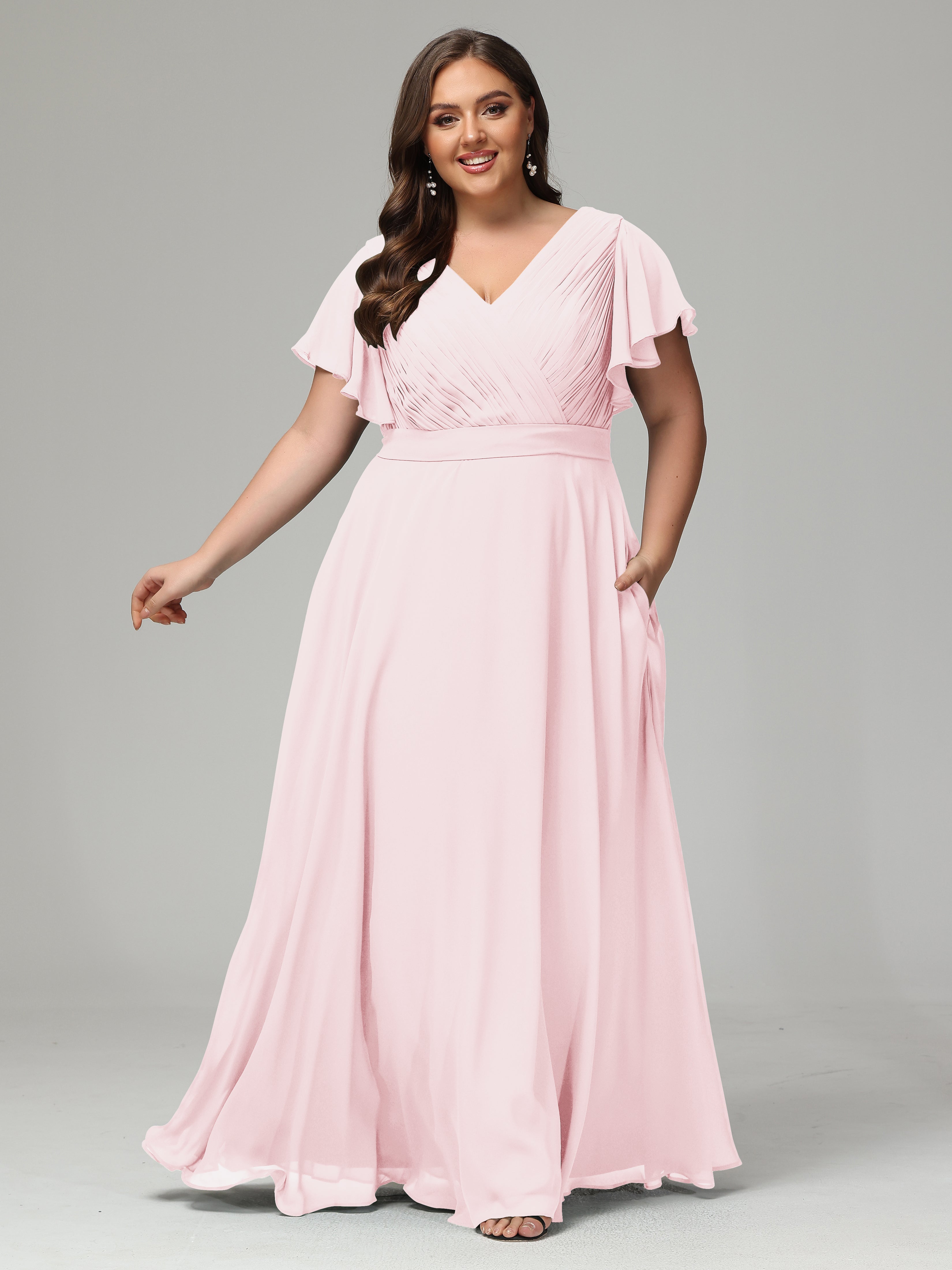 Elegant Plus Size Long Bridesmaid Dresses with Sleeves