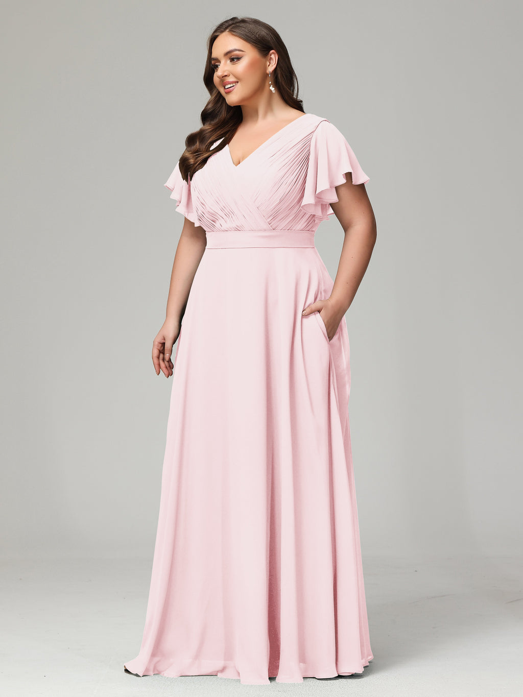 Elegant Plus Size Long Bridesmaid Dresses with Sleeves