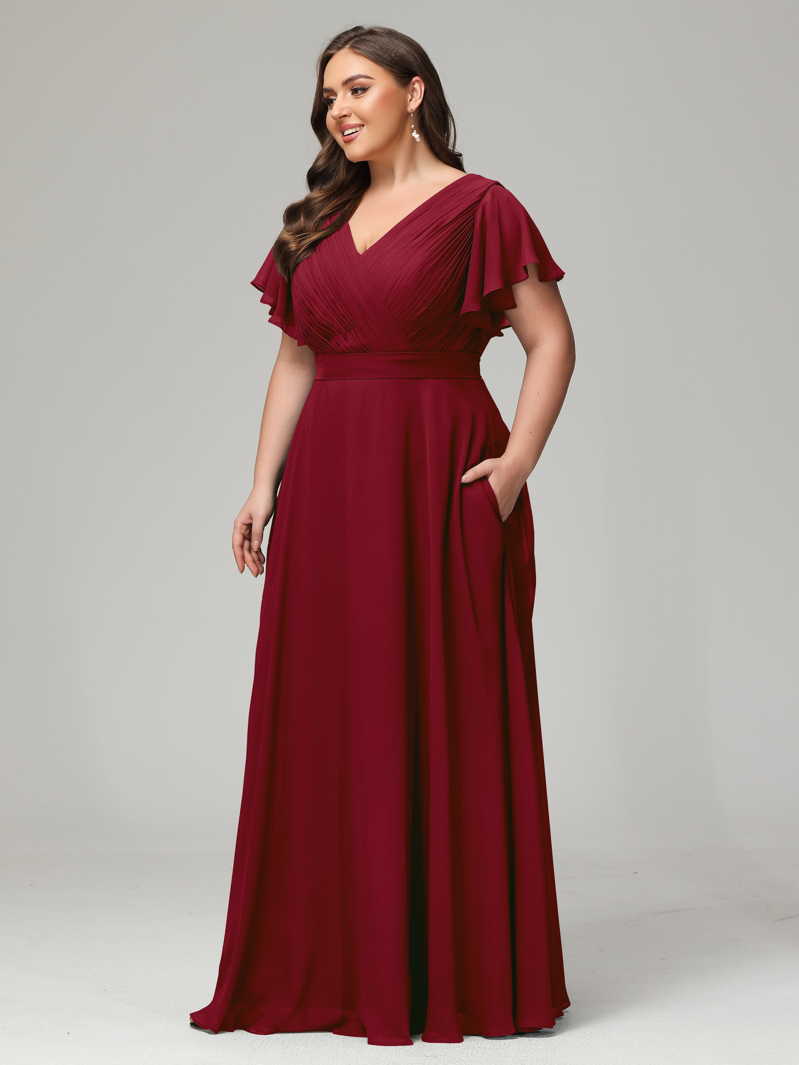 Elegant Plus Size Long Bridesmaid Dresses with Sleeves