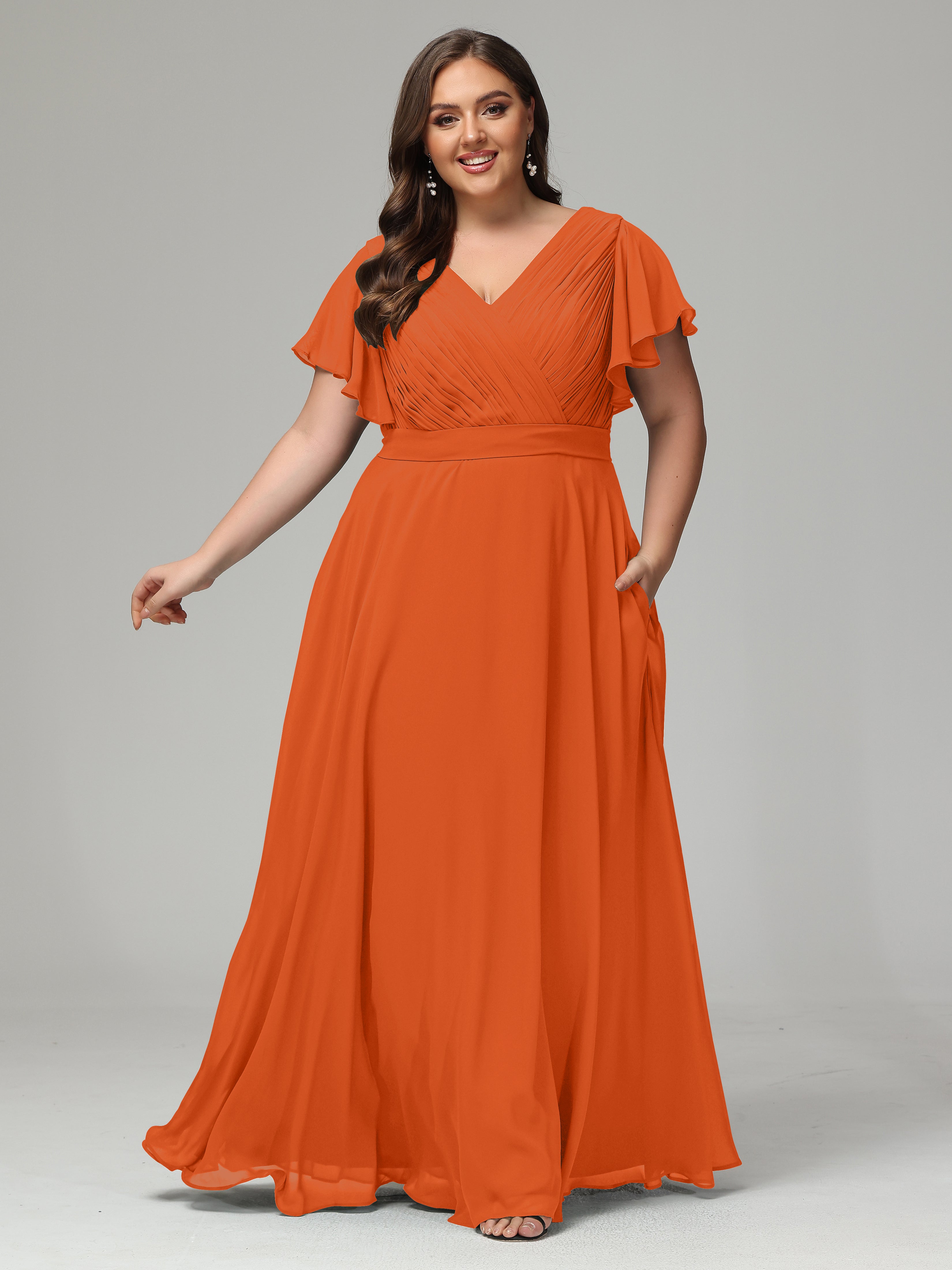 Elegant Plus Size Long Bridesmaid Dresses with Sleeves