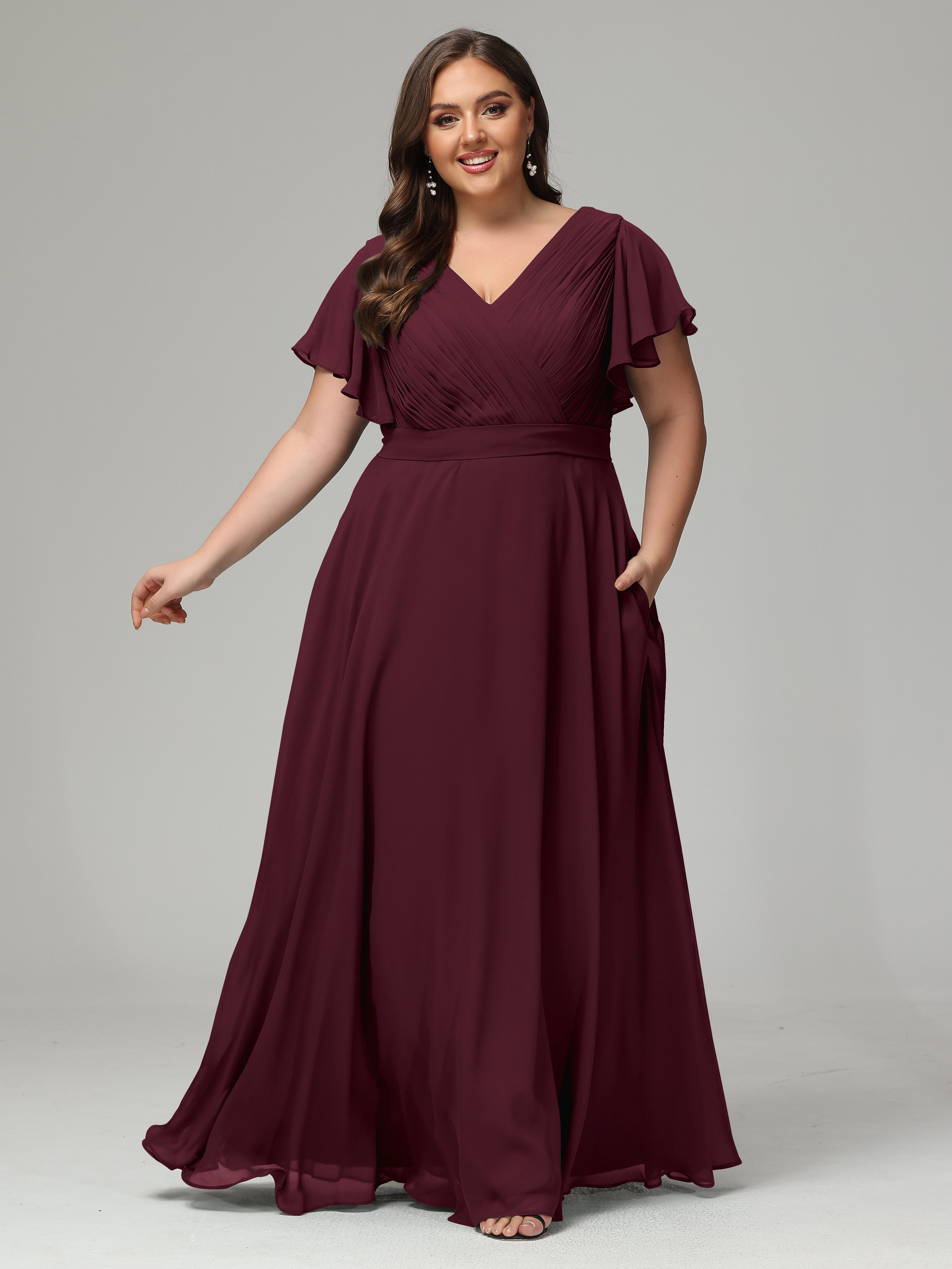 Elegant Plus Size Long Bridesmaid Dresses with Sleeves