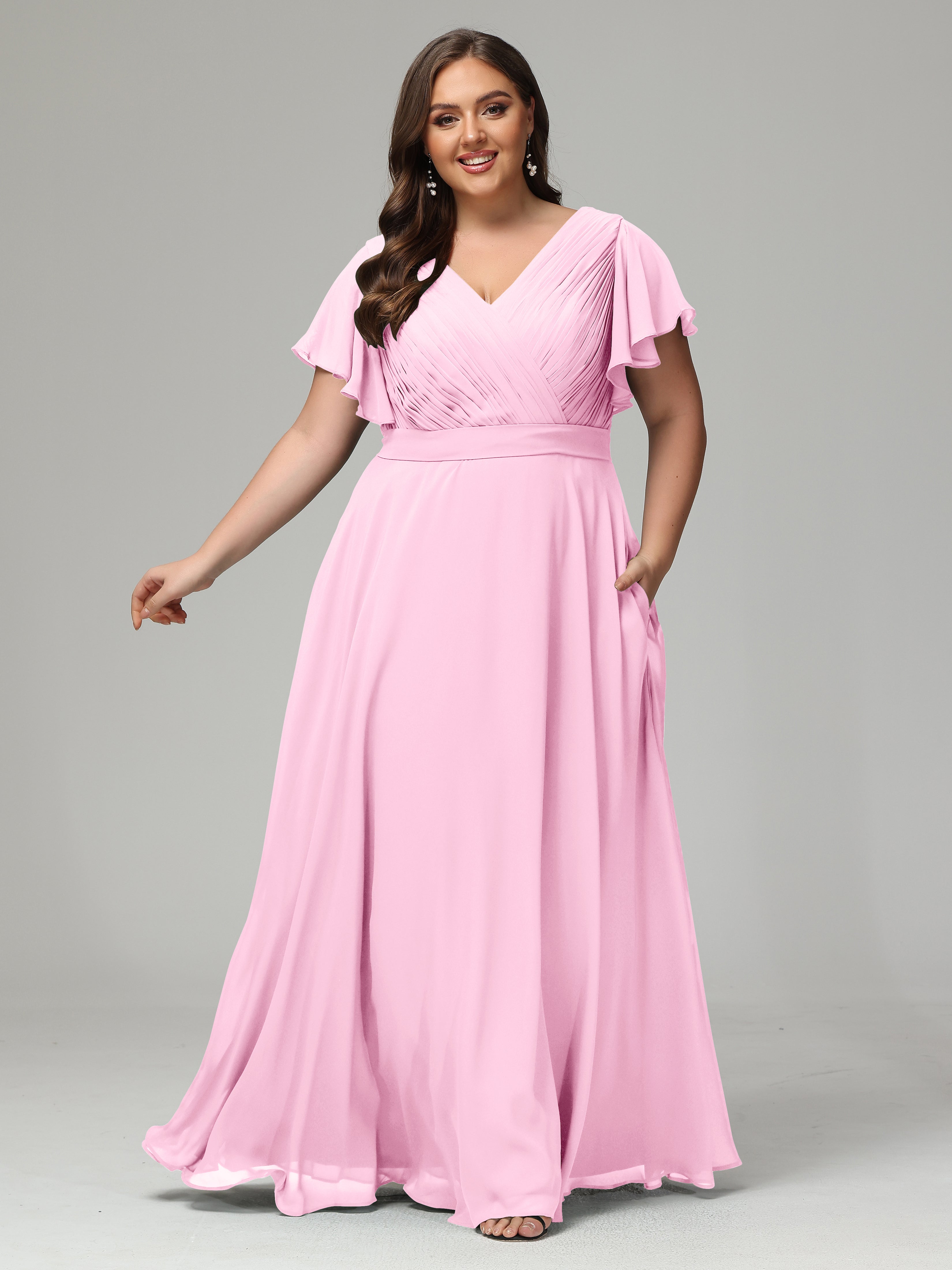 Elegant Plus Size Long Bridesmaid Dresses with Sleeves