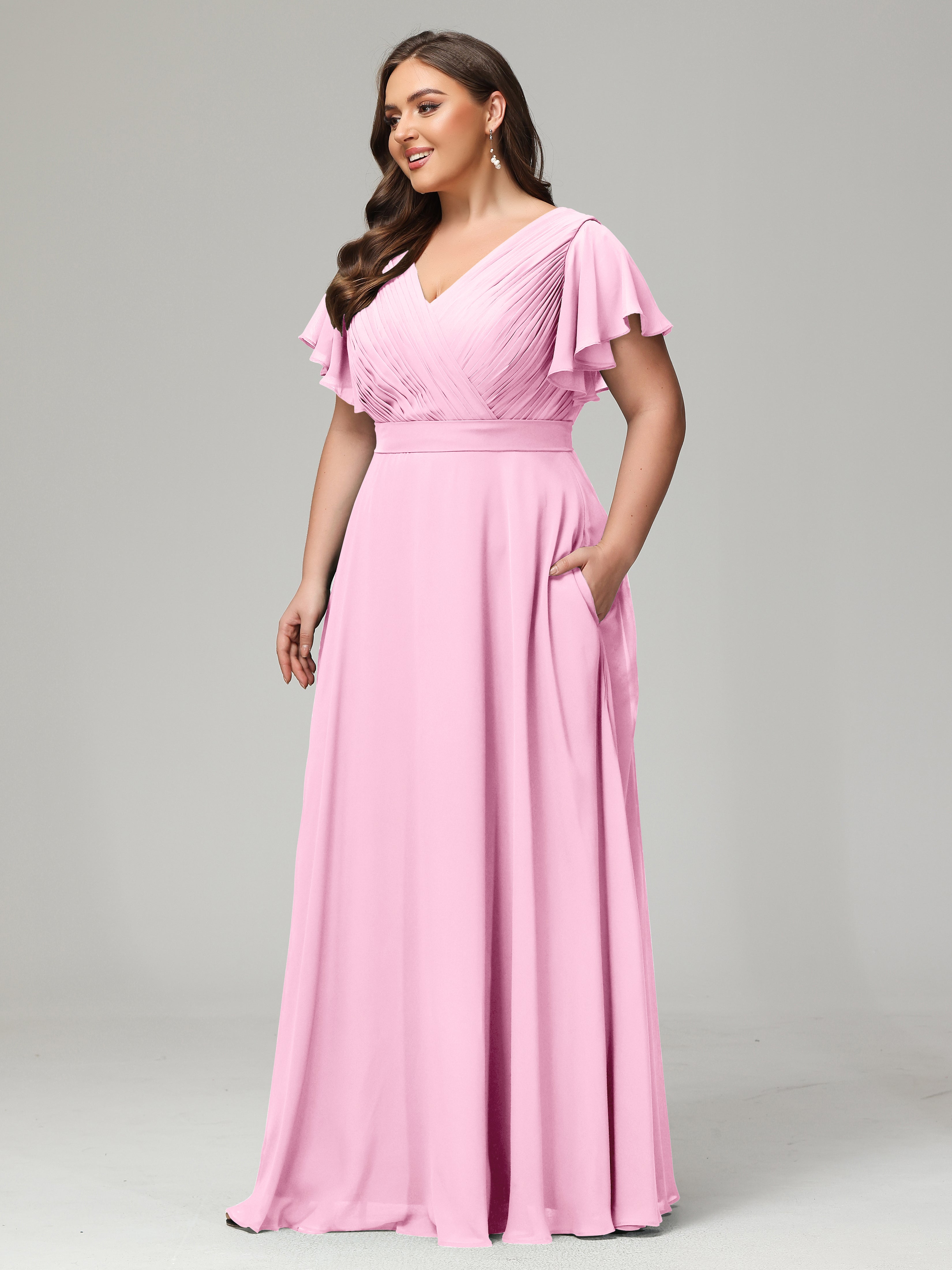 Elegant Plus Size Long Bridesmaid Dresses with Sleeves