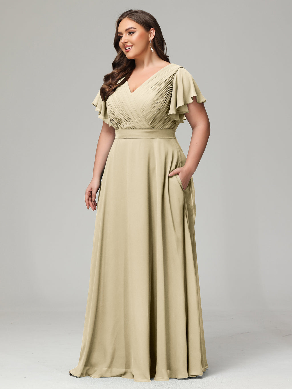 Elegant Plus Size Long Bridesmaid Dresses with Sleeves
