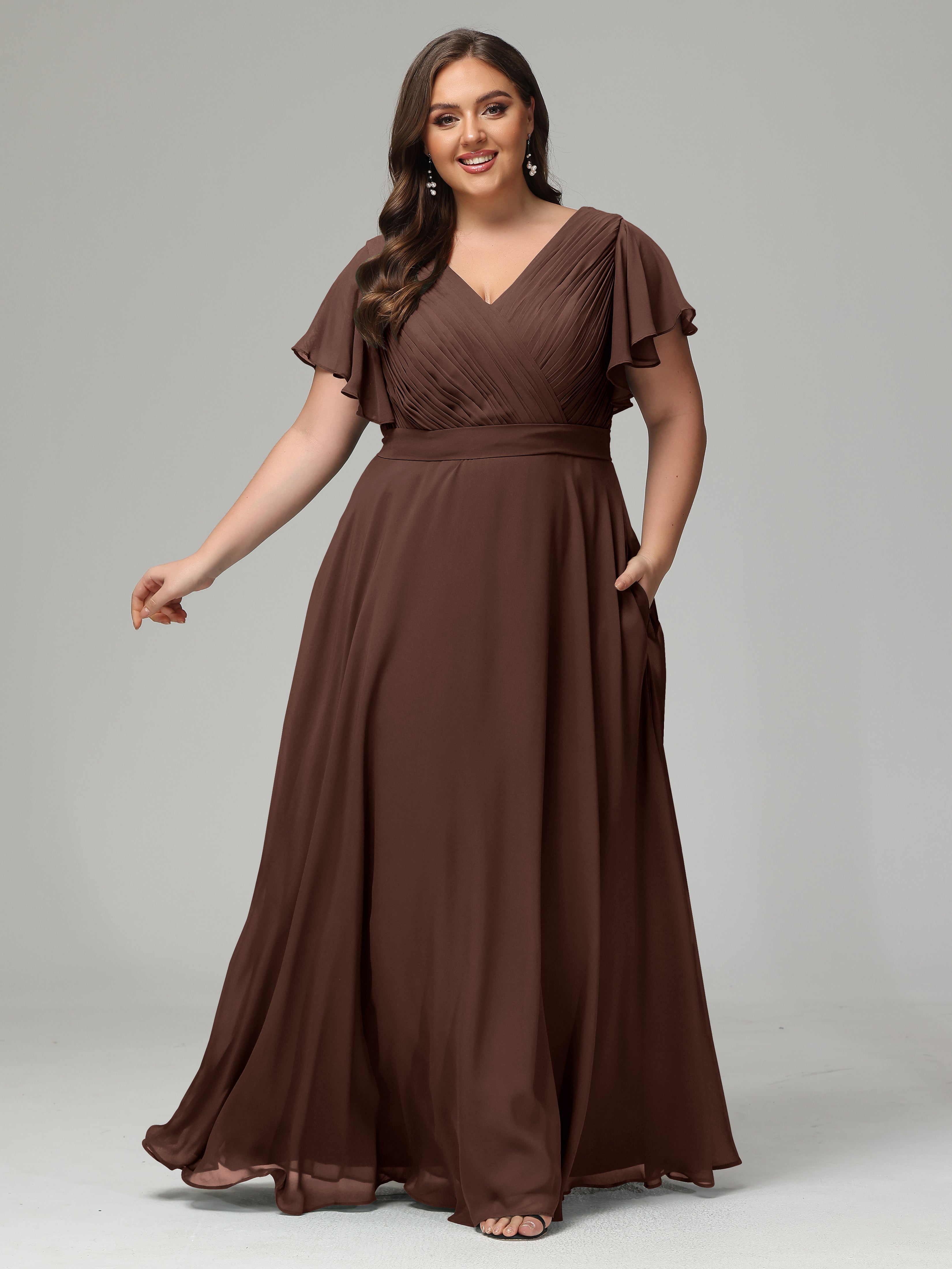 Elegant Plus Size Long Bridesmaid Dresses with Sleeves