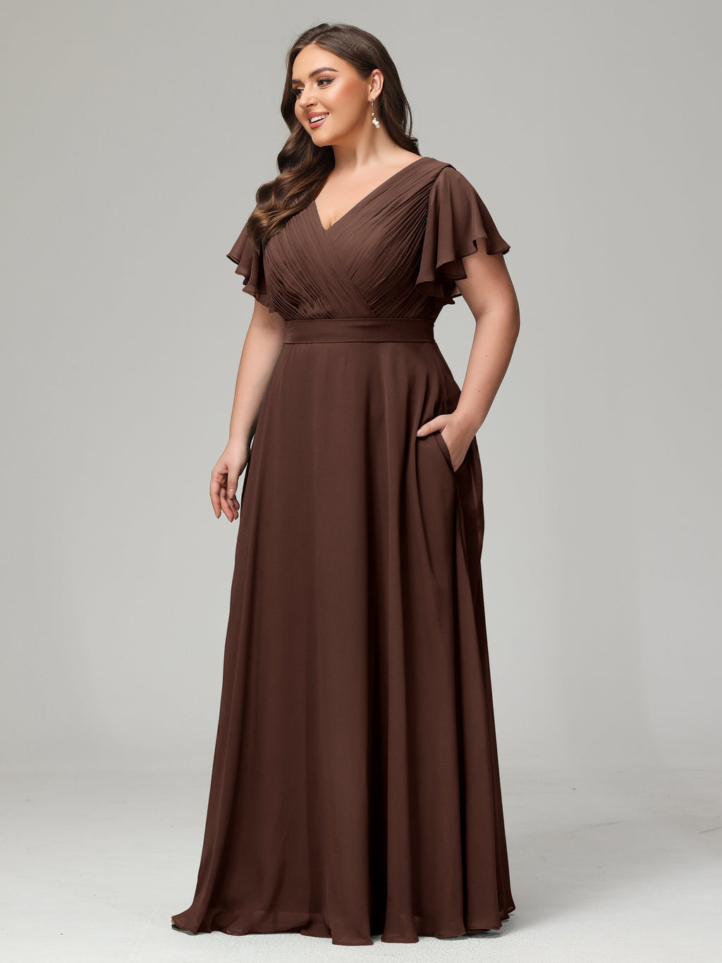 Elegant Plus Size Long Bridesmaid Dresses with Sleeves