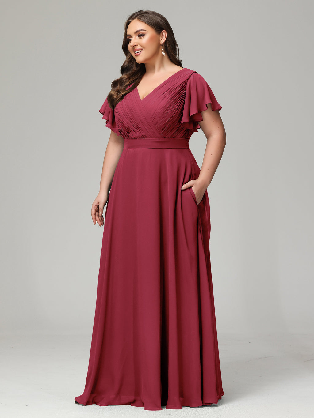 Elegant Plus Size Long Bridesmaid Dresses with Sleeves