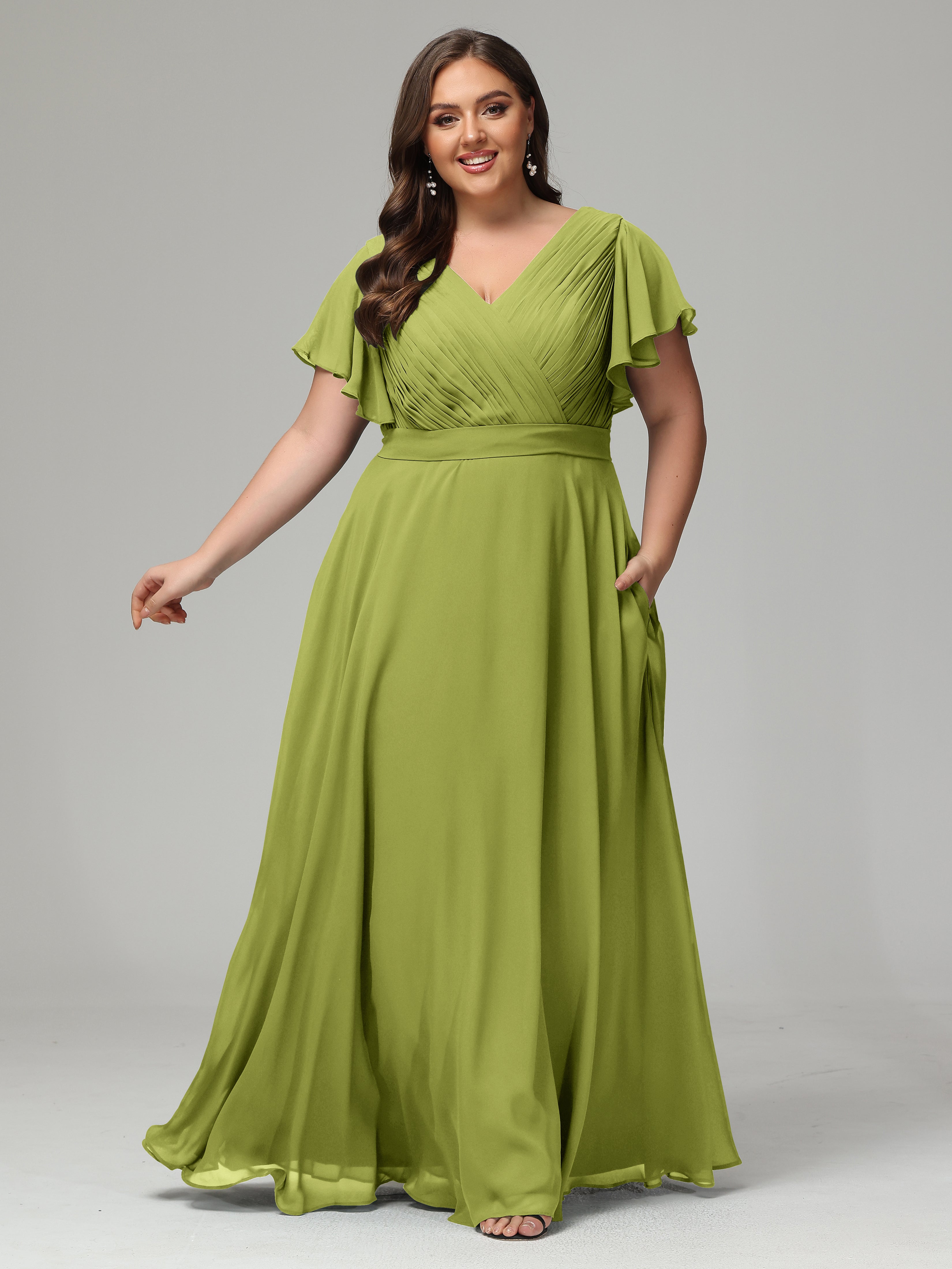 Elegant Plus Size Long Bridesmaid Dresses with Sleeves
