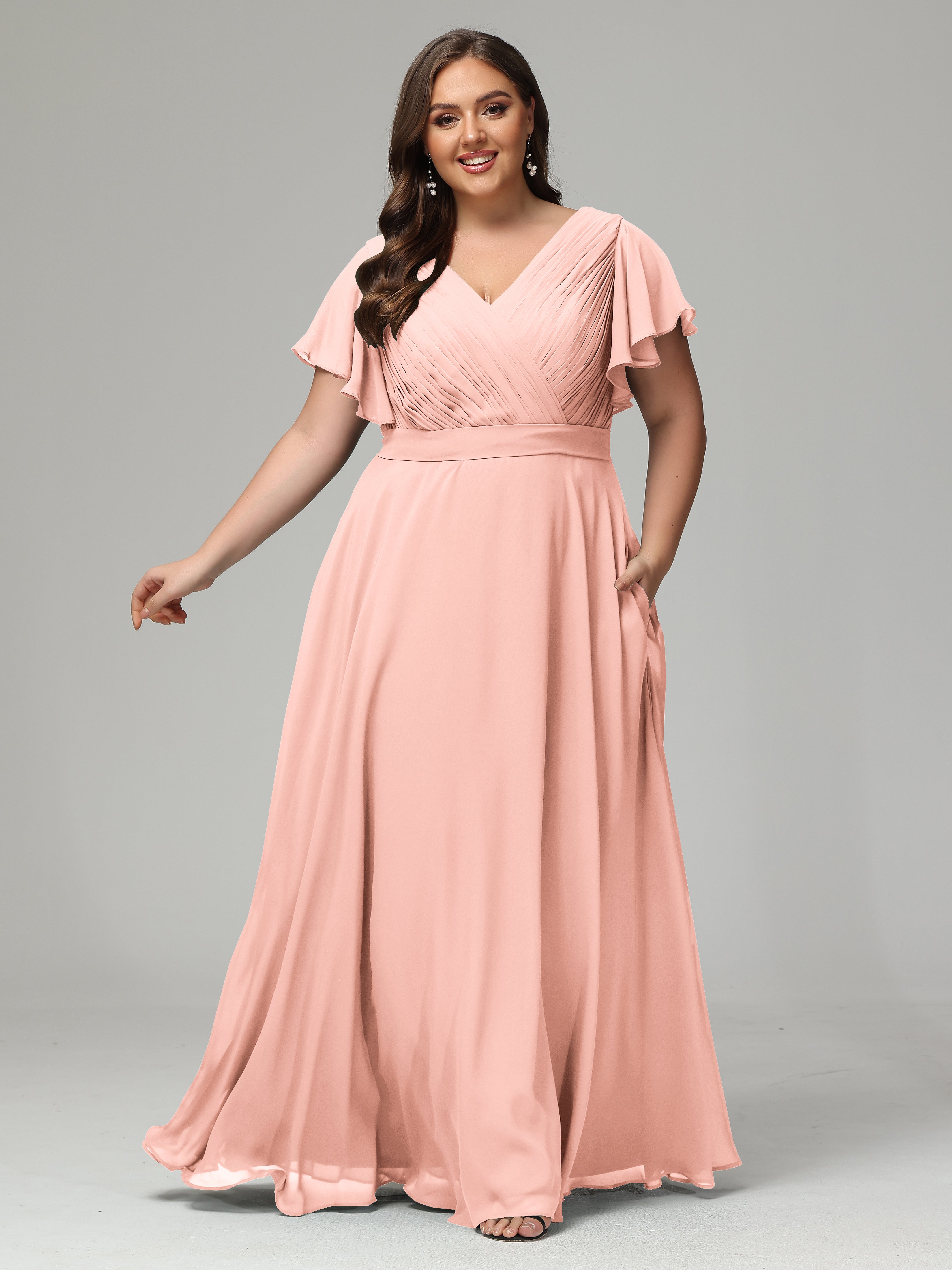 Elegant Plus Size Long Bridesmaid Dresses with Sleeves
